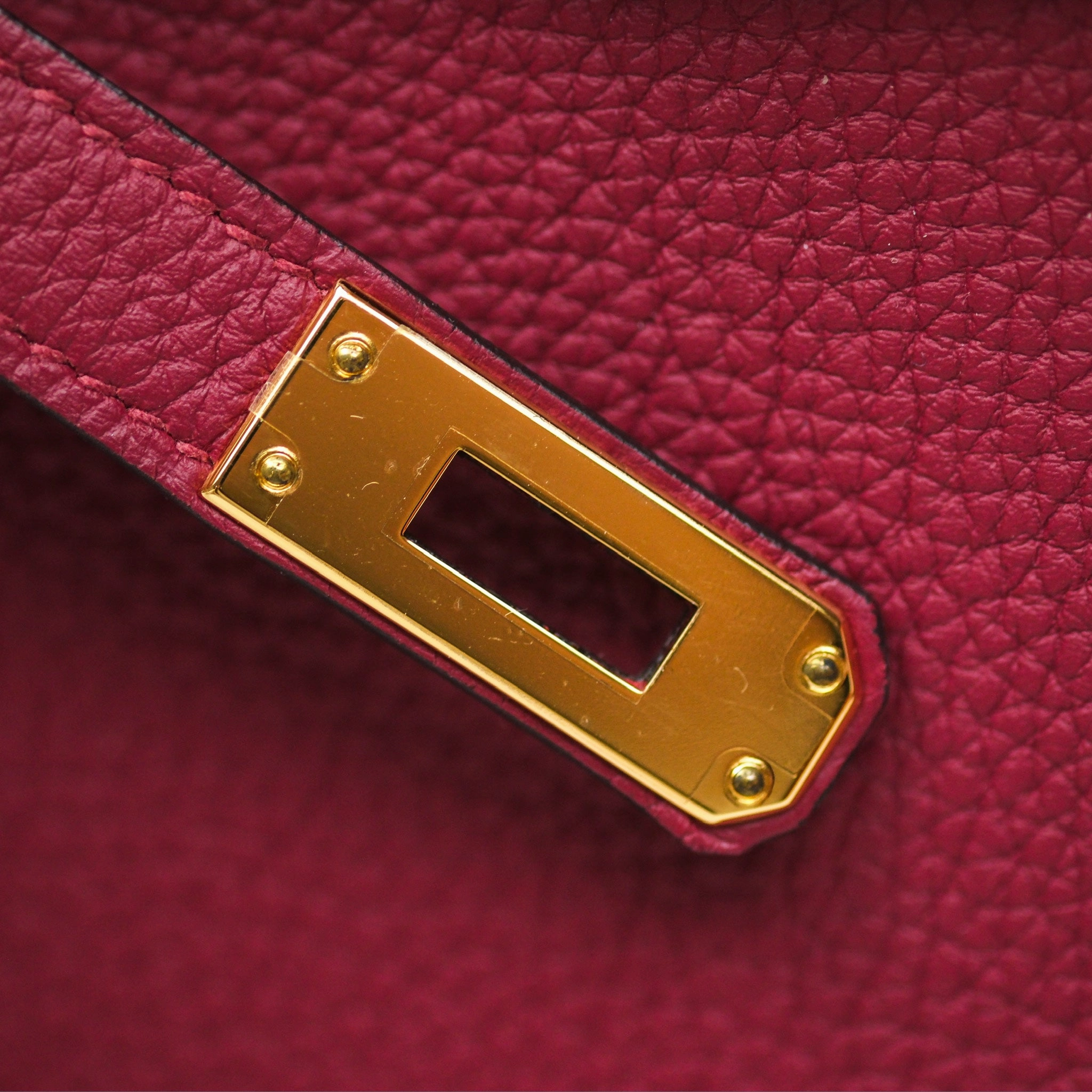Herms Birkin 25 Retourne Rouge Grenat K1 Togo Gold Hardware