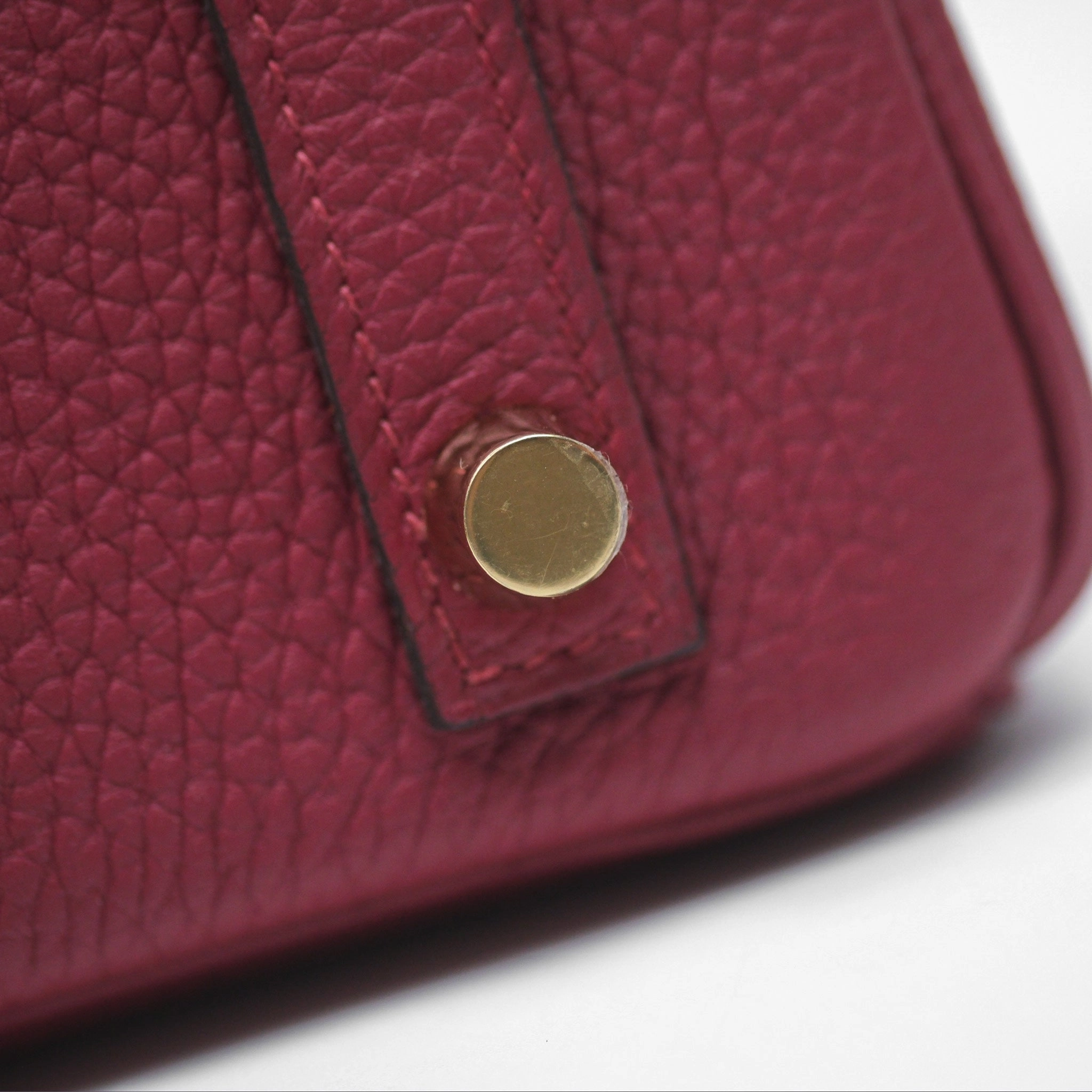 Herms Birkin 25 Retourne Rouge Grenat K1 Togo Gold Hardware