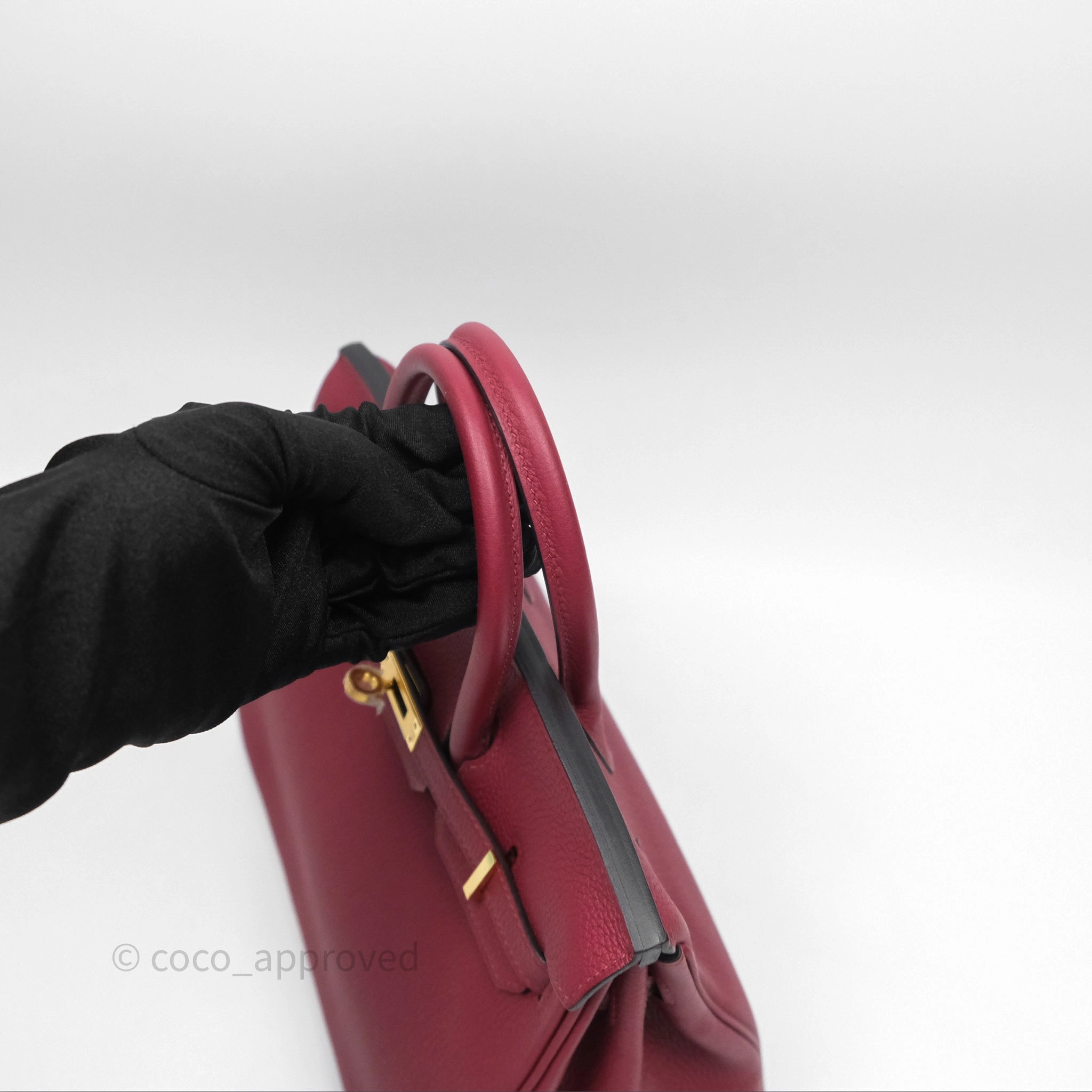 Herms Birkin 25 Retourne Rouge Grenat Togo Gold Hardware
