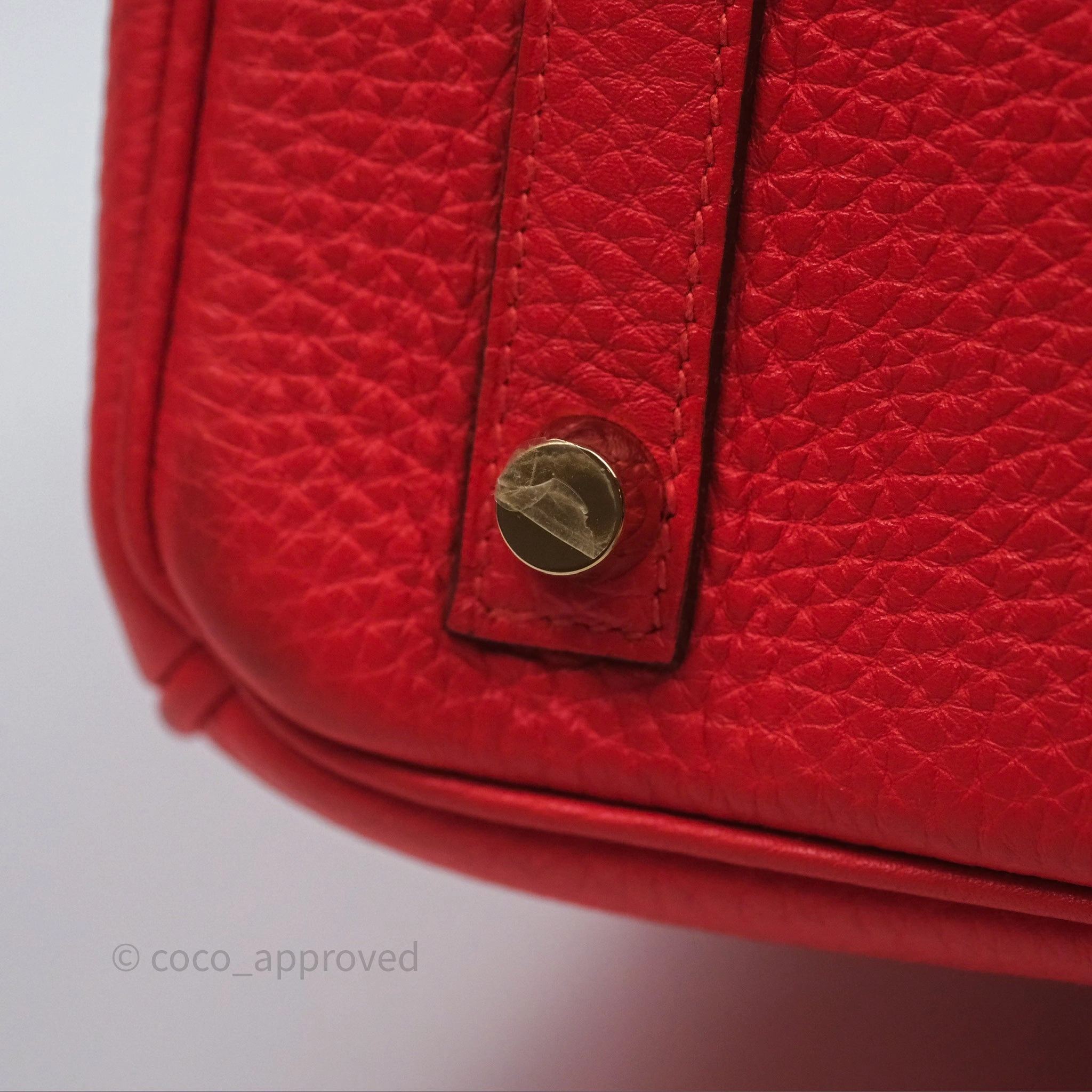 Herms Birkin 25 Retourne Rouge Tomate S5 Clemence Gold Hardware