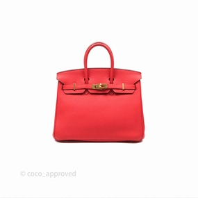 Herms Birkin 25 Retourne Rouge Tomate S5 Clemence Gold Hardware