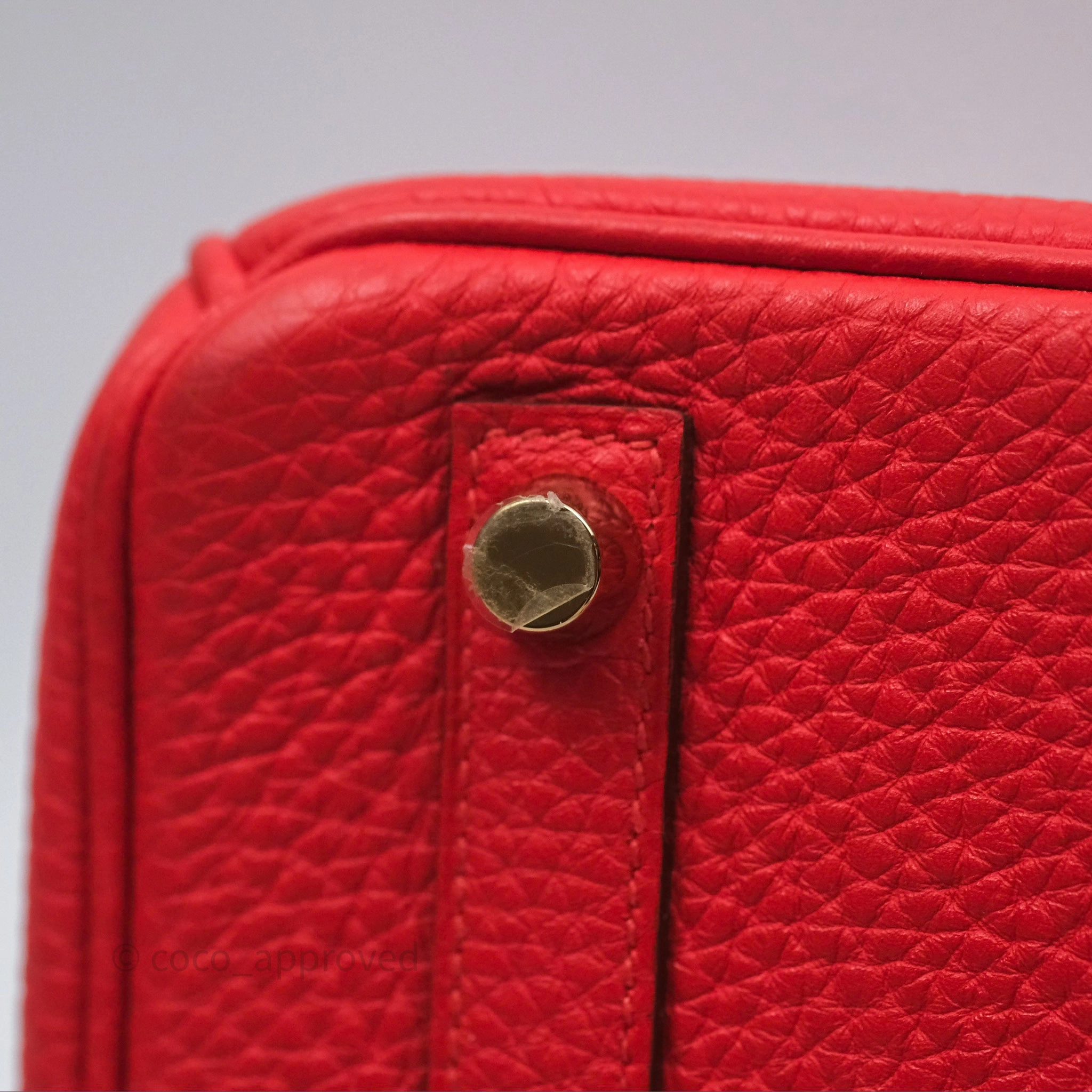 Herms Birkin 25 Retourne Rouge Tomate S5 Clemence Gold Hardware