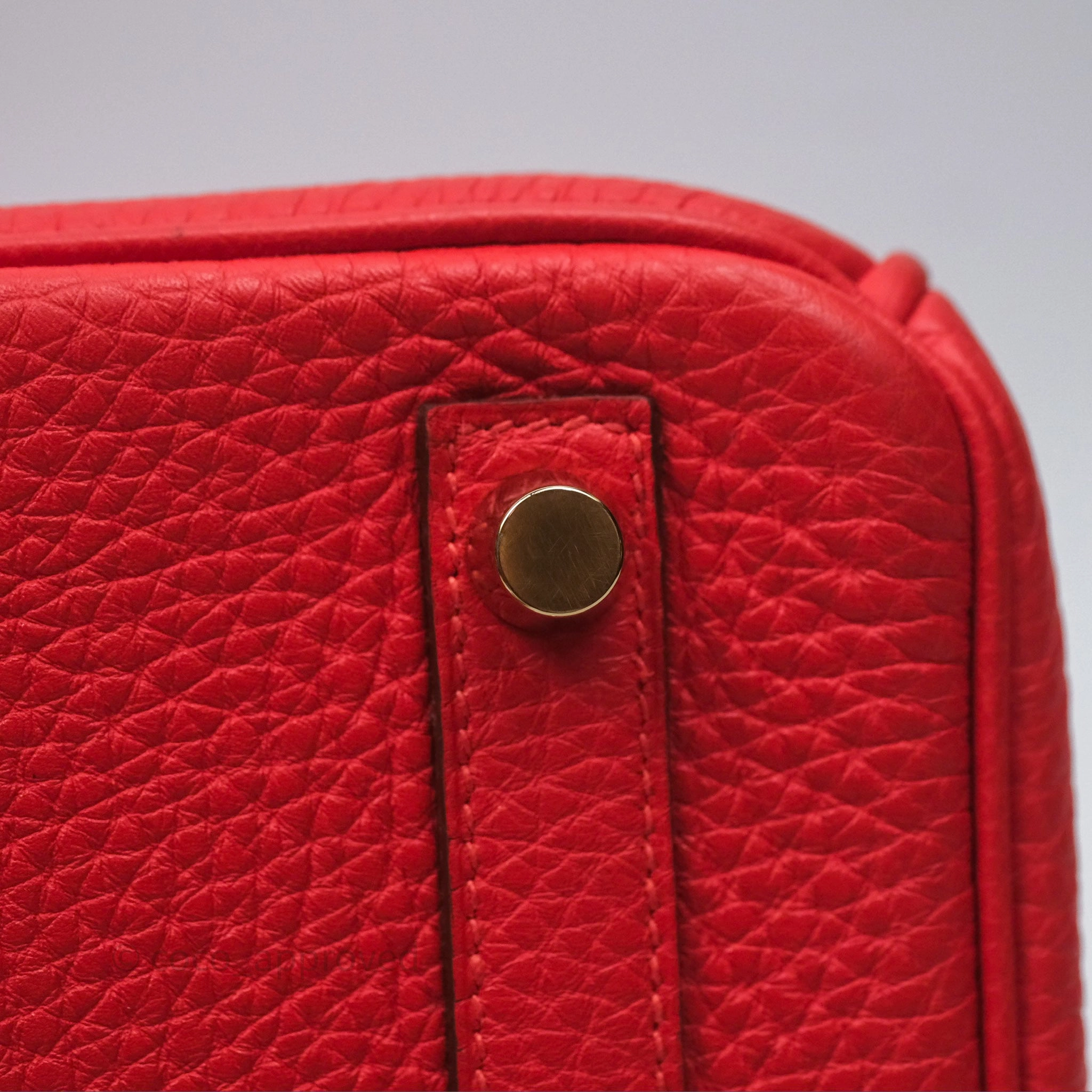 Herms Birkin 25 Retourne Rouge Tomate S5 Clemence Gold Hardware