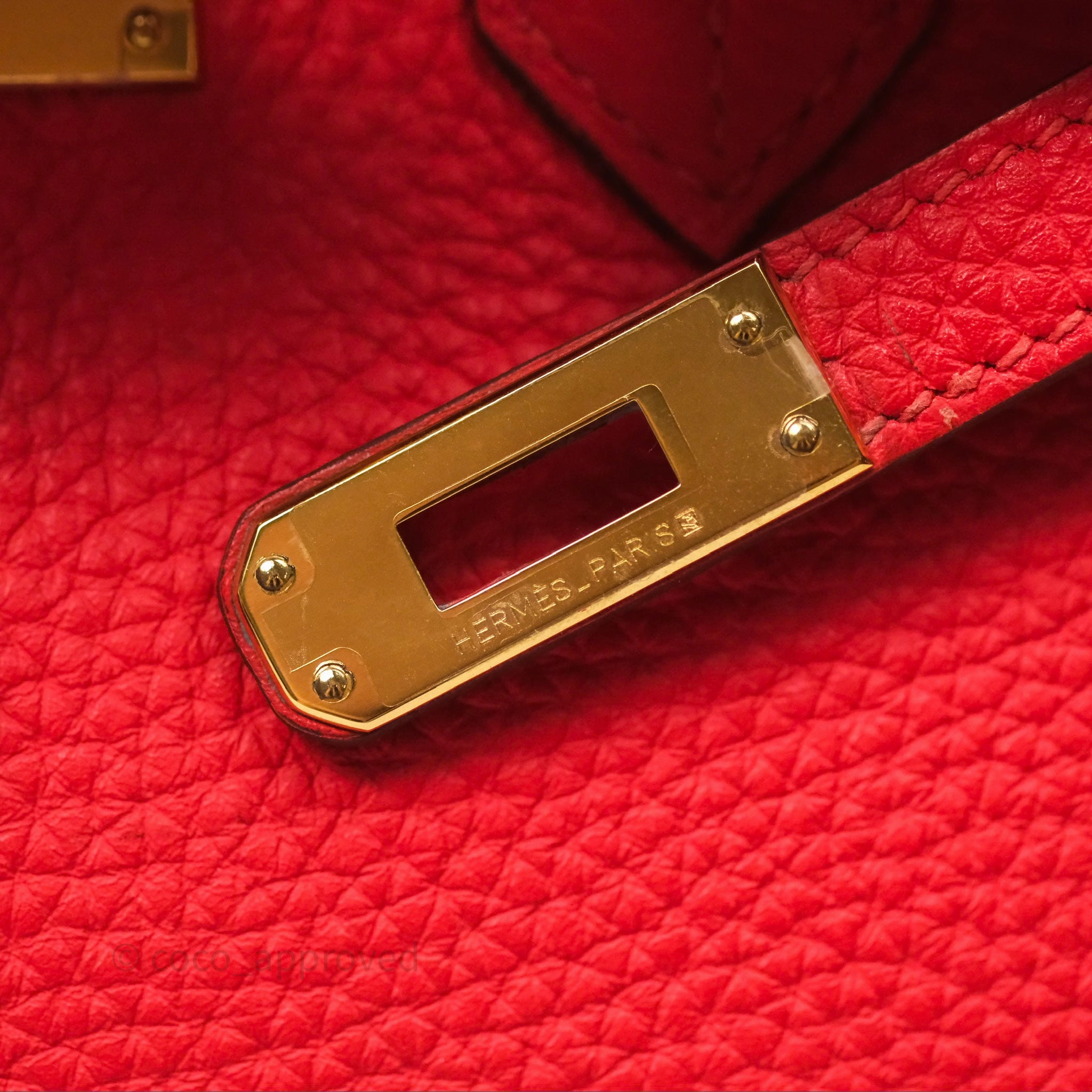 Herms Birkin 25 Retourne Rouge Tomate S5 Clemence Gold Hardware