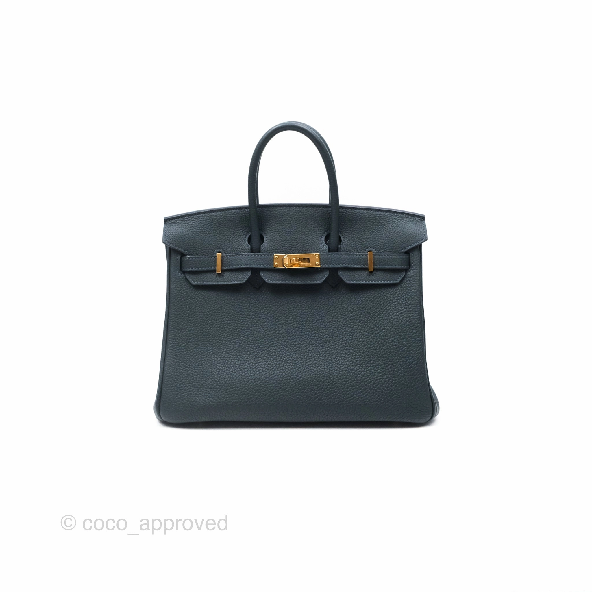 Herms Birkin 25 Retourne Vert Rousseau V0 Togo Gold Hardware
