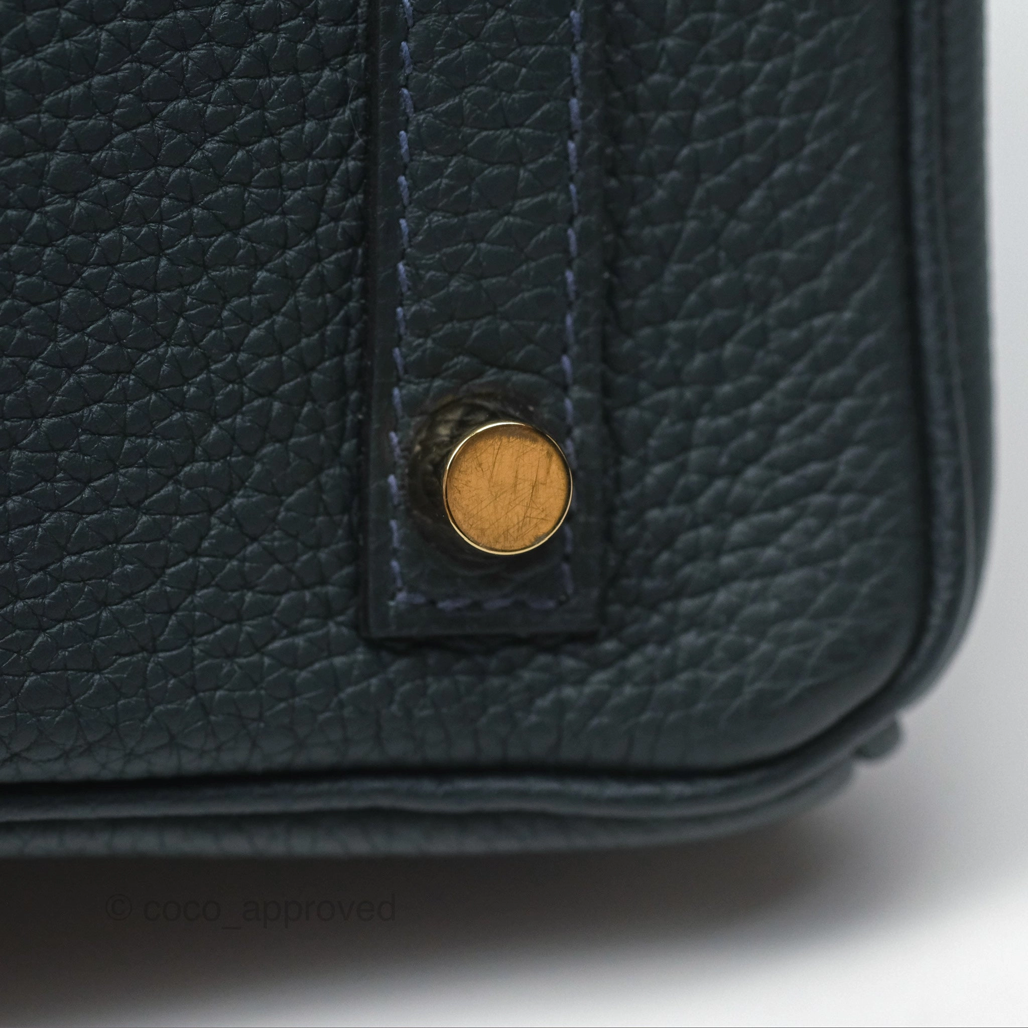 Herms Birkin 25 Retourne Vert Rousseau V0 Togo Gold Hardware