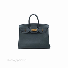 Herms Birkin 25 Retourne Vert Rousseau V0 Togo Gold Hardware