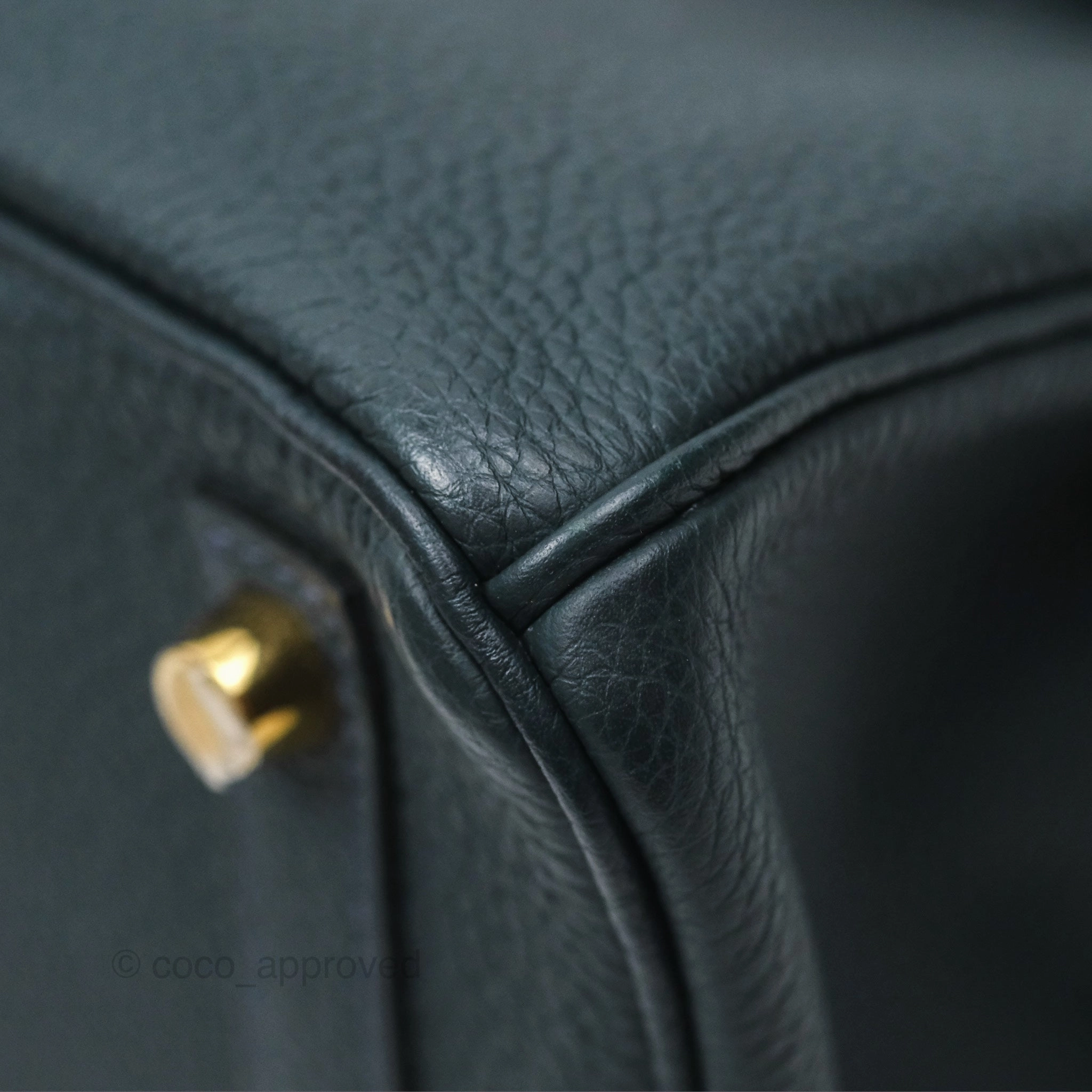 Herms Birkin 25 Retourne Vert Rousseau V0 Togo Gold Hardware