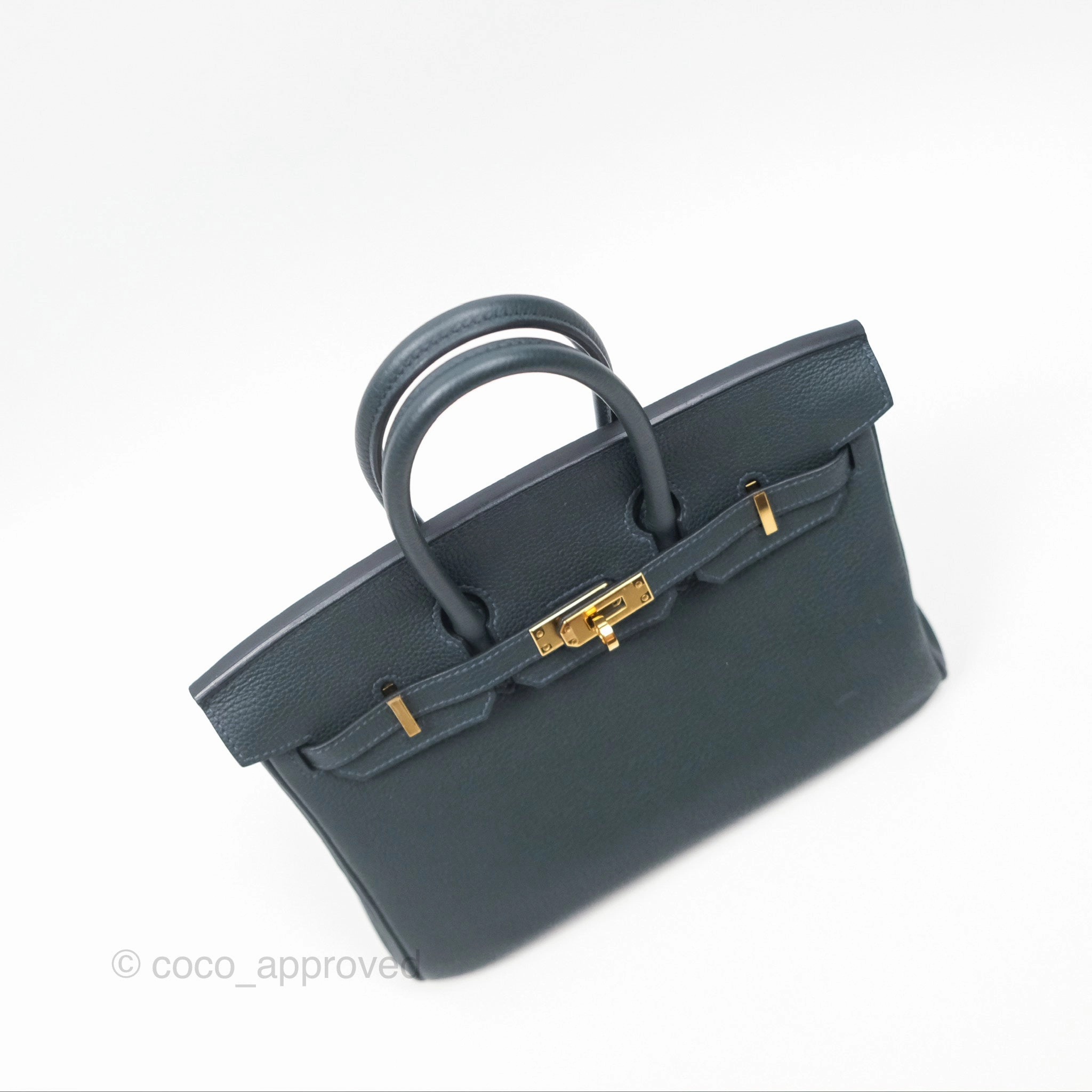Herms Birkin 25 Retourne Vert Rousseau V0 Togo Gold Hardware