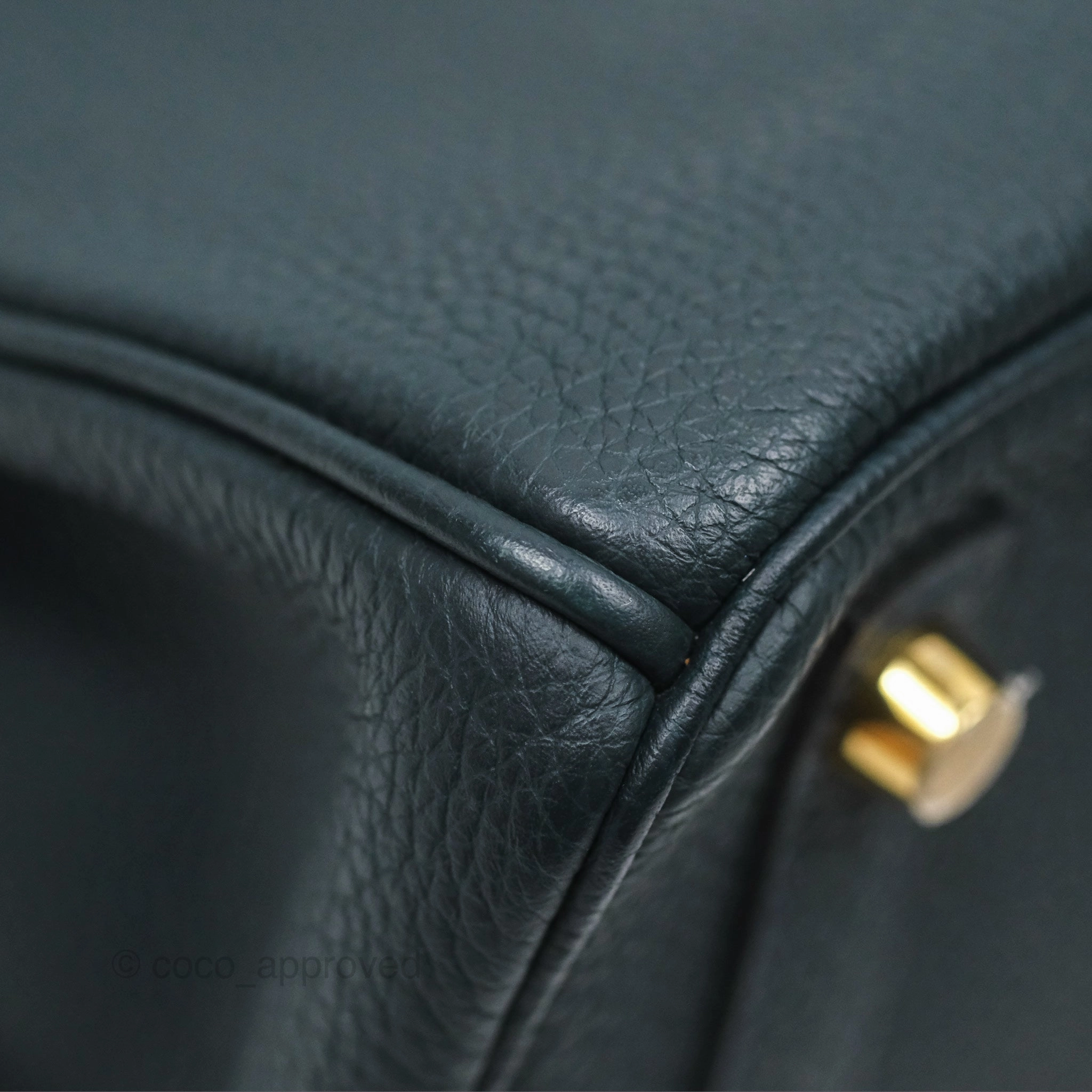 Herms Birkin 25 Retourne Vert Rousseau V0 Togo Gold Hardware