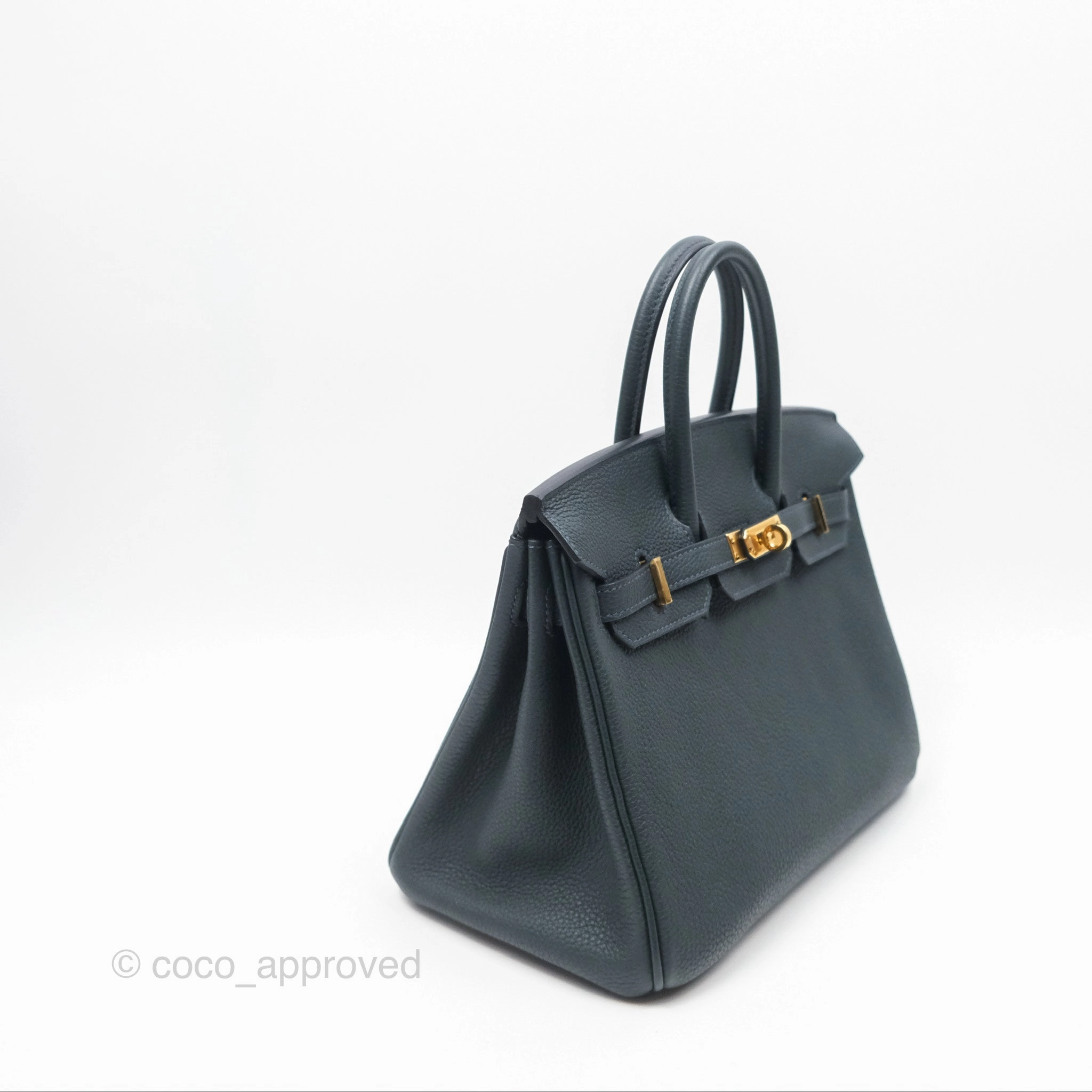 Herms Birkin 25 Retourne Vert Rousseau V0 Togo Gold Hardware