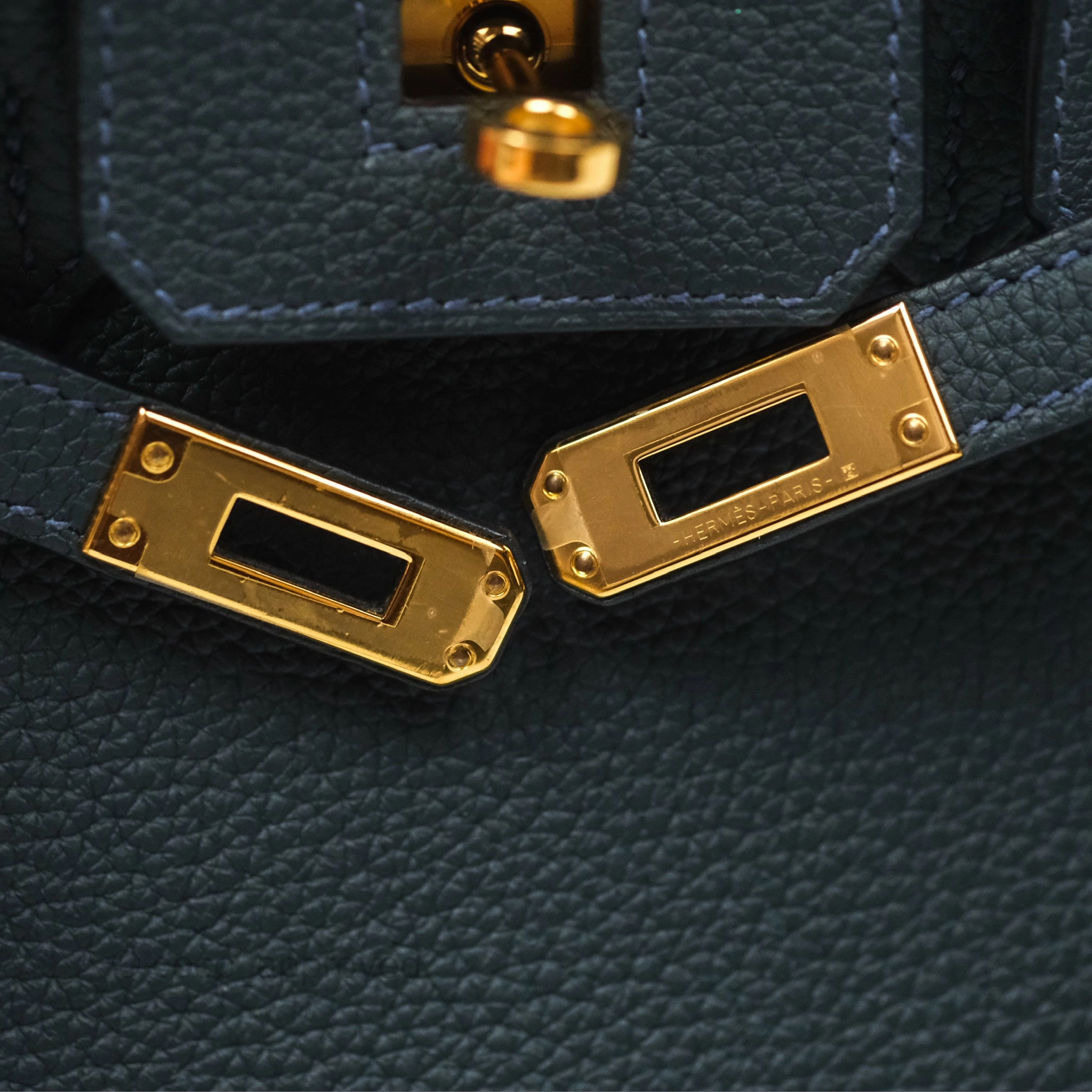 Herms Birkin 25 Retourne Vert Rousseau V0 Togo Gold Hardware