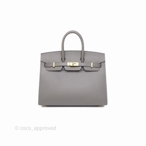 Herms Birkin 25 Sellier Gris Meyer 0L Epsom Gold Hardware