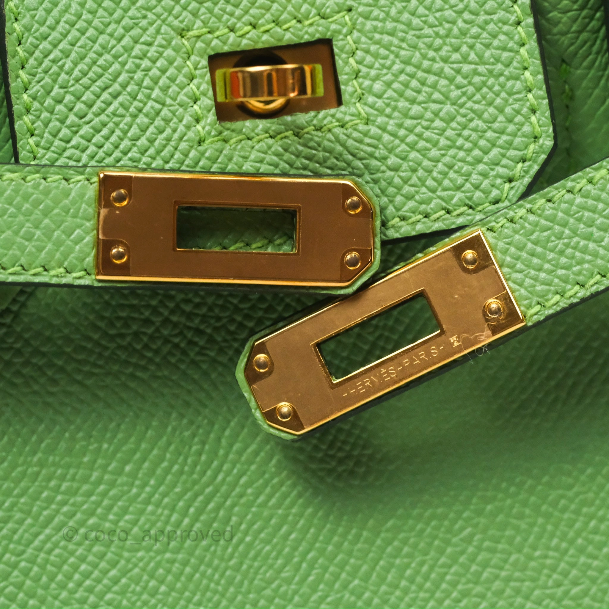 Herms Birkin 25 Sellier Vert Criquet 3I Epsom Gold Hardware
