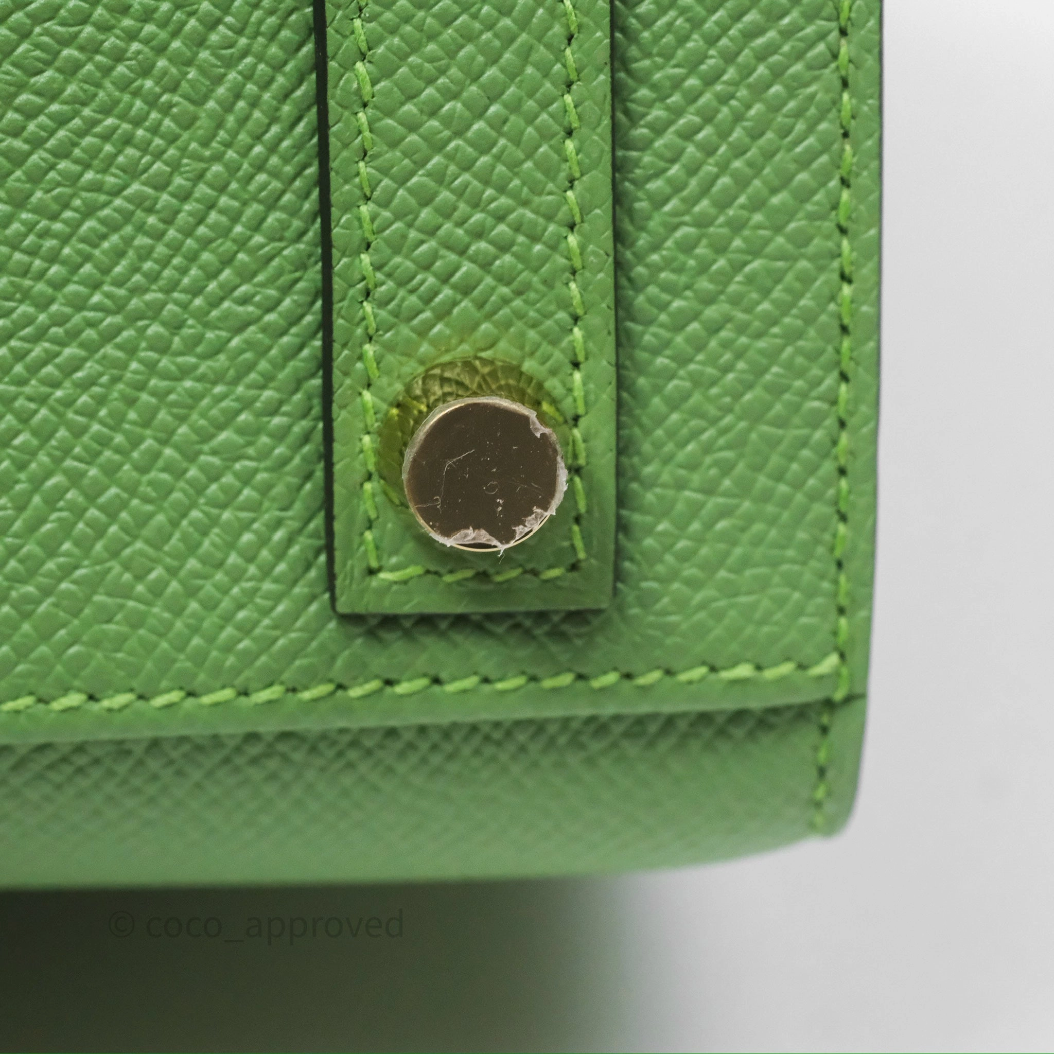 Herms Birkin 25 Sellier Vert Criquet 3I Epsom Gold Hardware