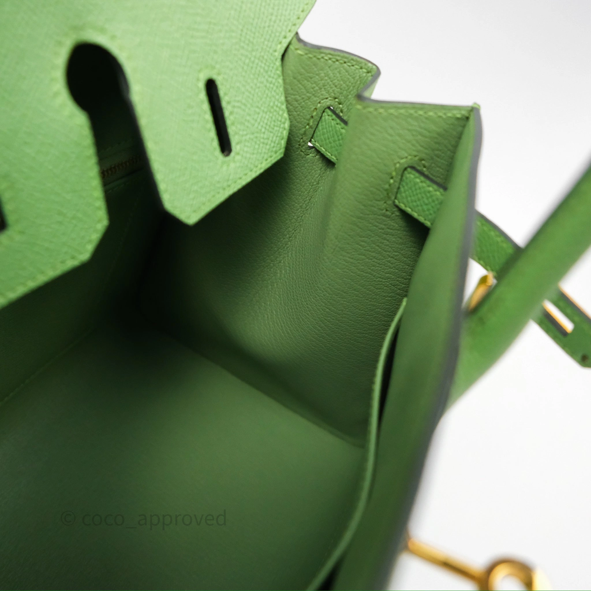 Herms Birkin 25 Sellier Vert Criquet 3I Epsom Gold Hardware