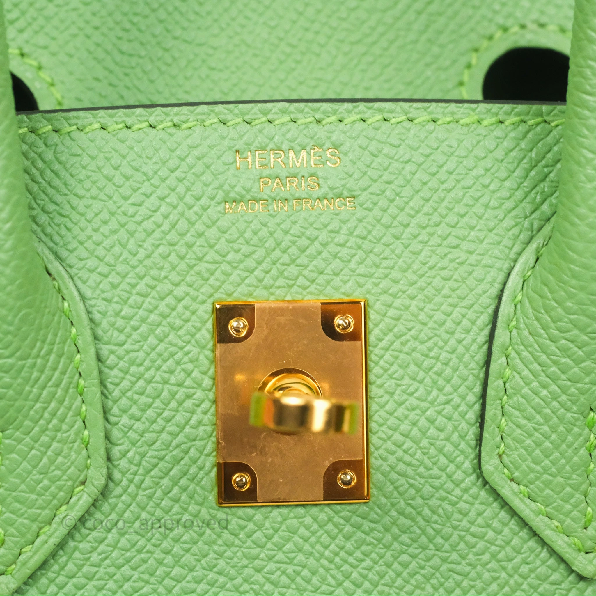 Herms Birkin 25 Sellier Vert Criquet 3I Epsom Gold Hardware