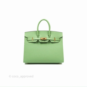 Herms Birkin 25 Sellier Vert Criquet 3I Epsom Gold Hardware
