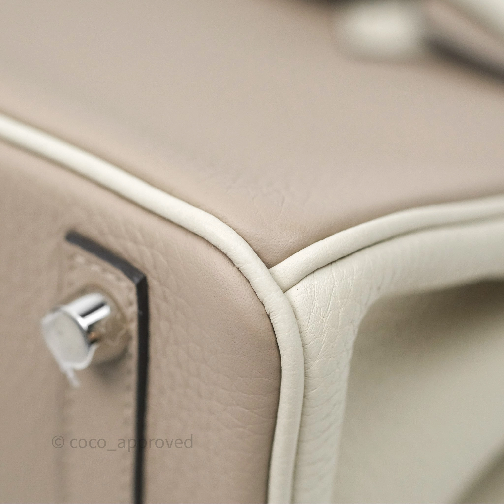 Herms Birkin 25 Special Order Retourne Gris Tourterelle 81 / Beton 8L Clemence Brushed Palladium Hardware