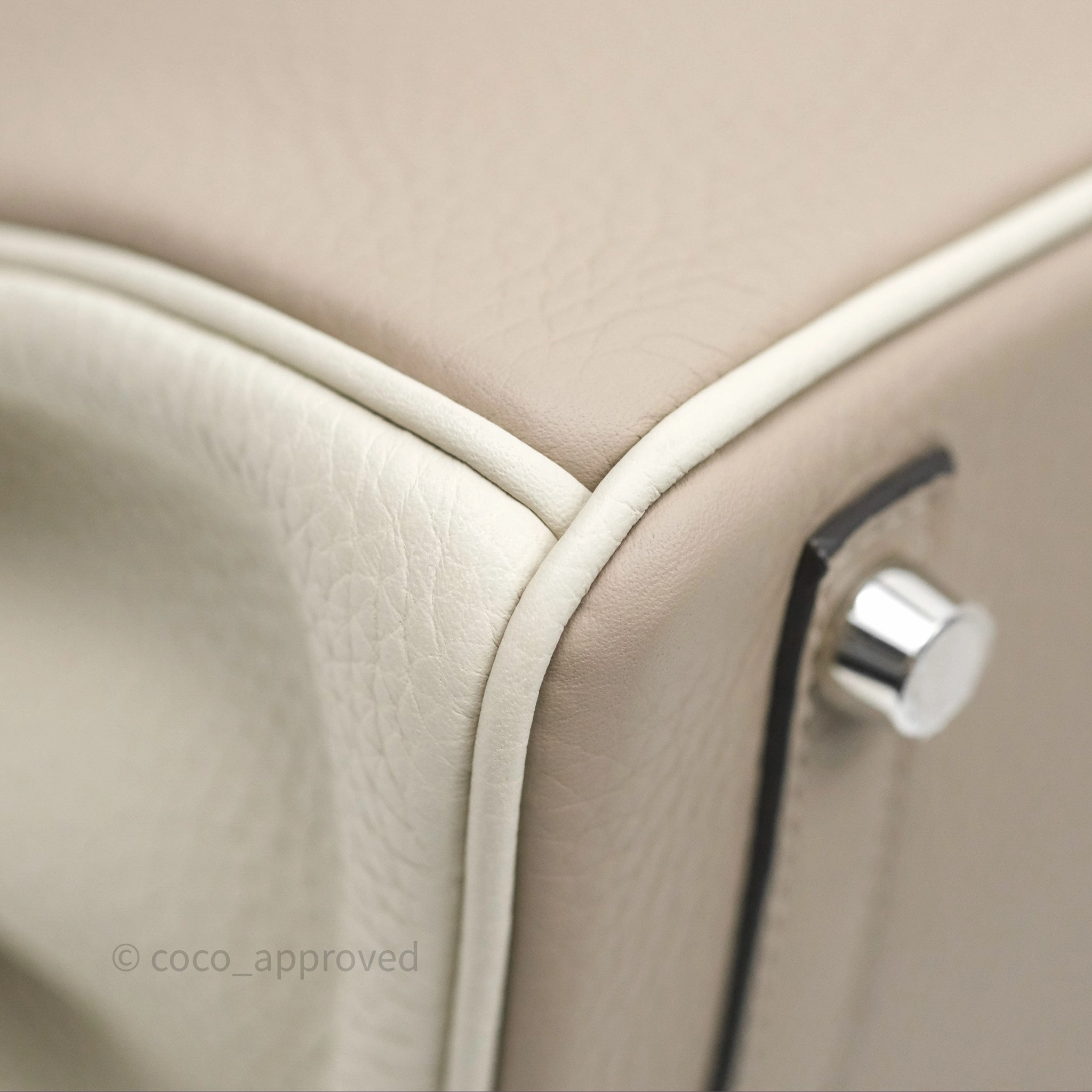 Herms Birkin 25 Special Order Retourne Gris Tourterelle 81 / Beton 8L Clemence Brushed Palladium Hardware