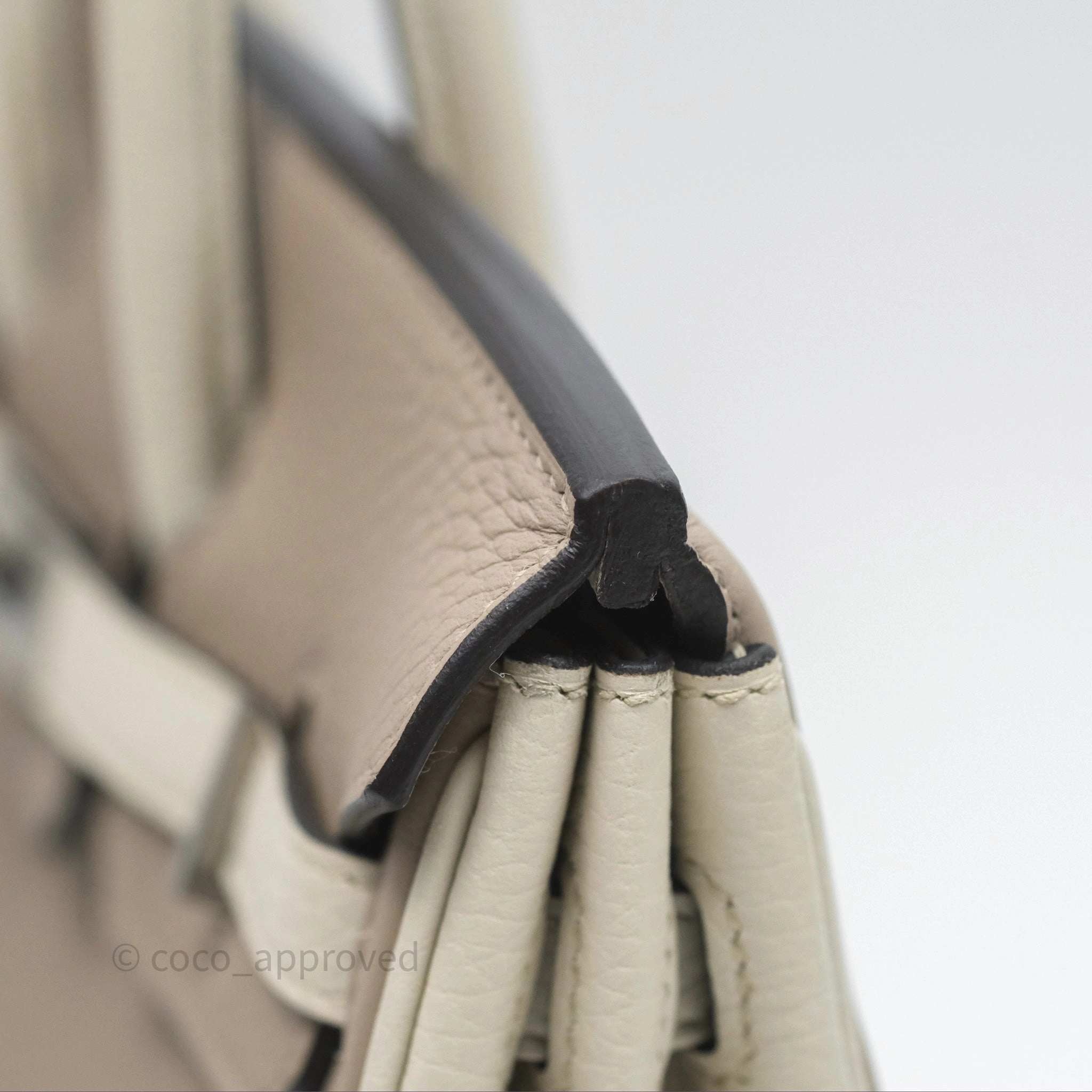 Herms Birkin 25 Special Order Retourne Gris Tourterelle 81 / Beton 8L Clemence Brushed Palladium Hardware