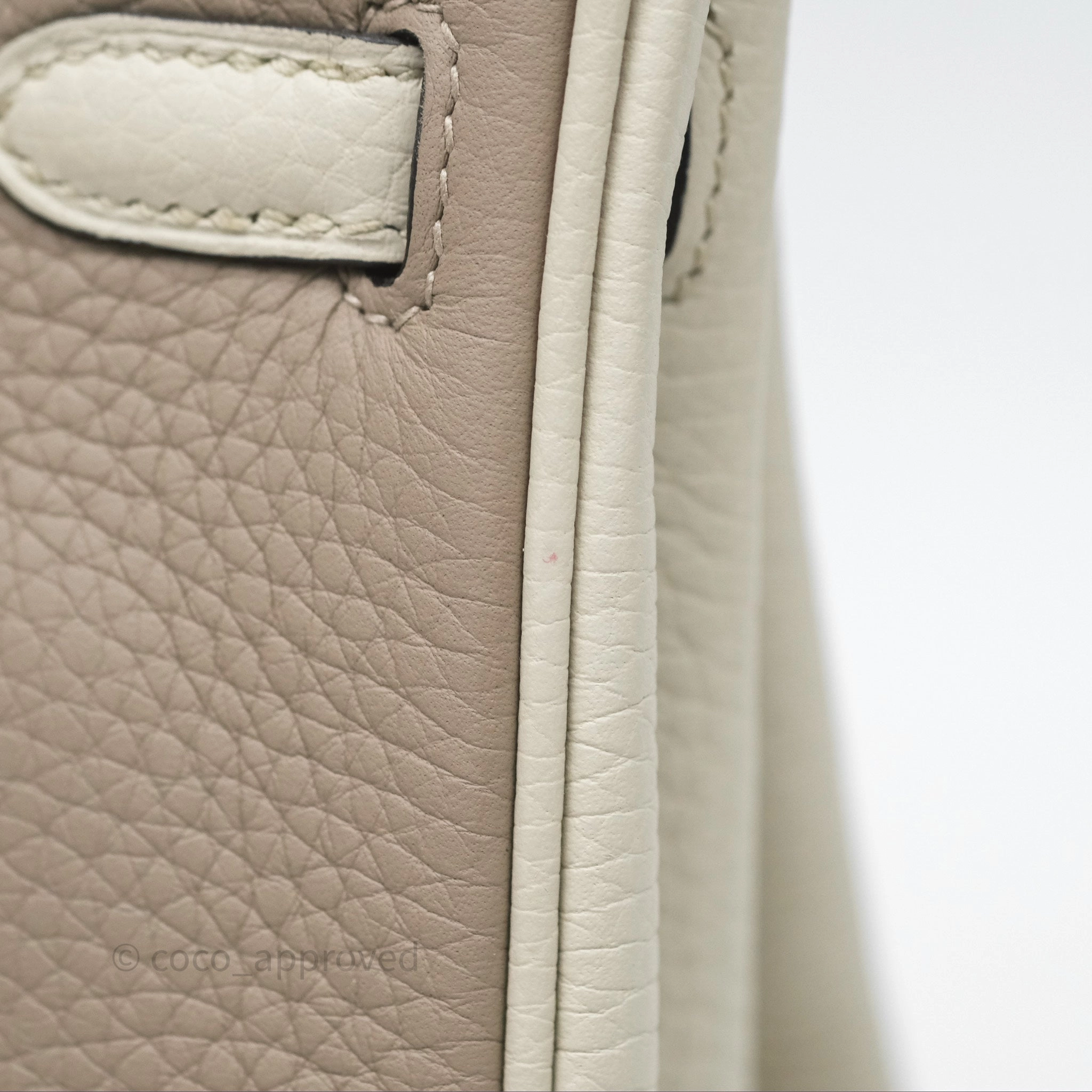 Herms Birkin 25 Special Order Retourne Gris Tourterelle 81 / Beton 8L Clemence Brushed Palladium Hardware
