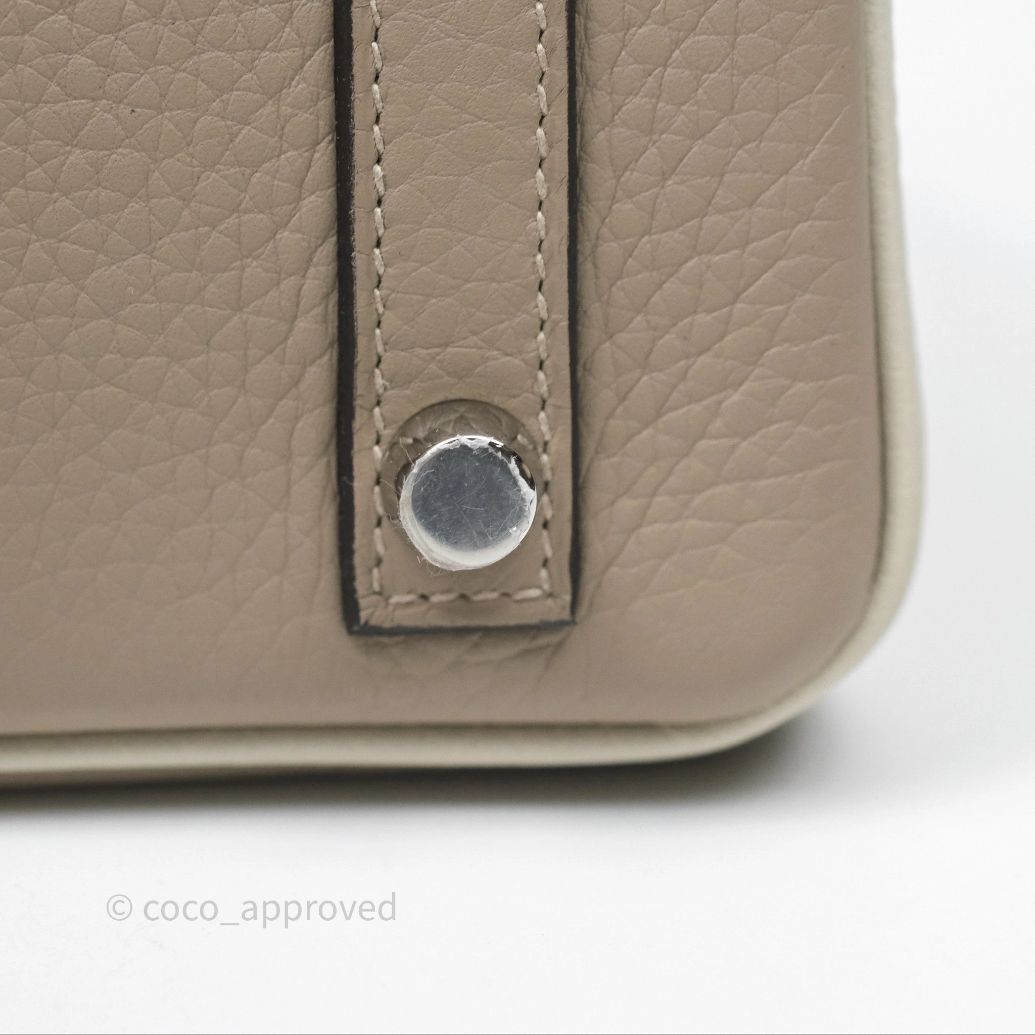 Herms Birkin 25 Special Order Retourne Gris Tourterelle 81 / Beton 8L Clemence Brushed Palladium Hardware