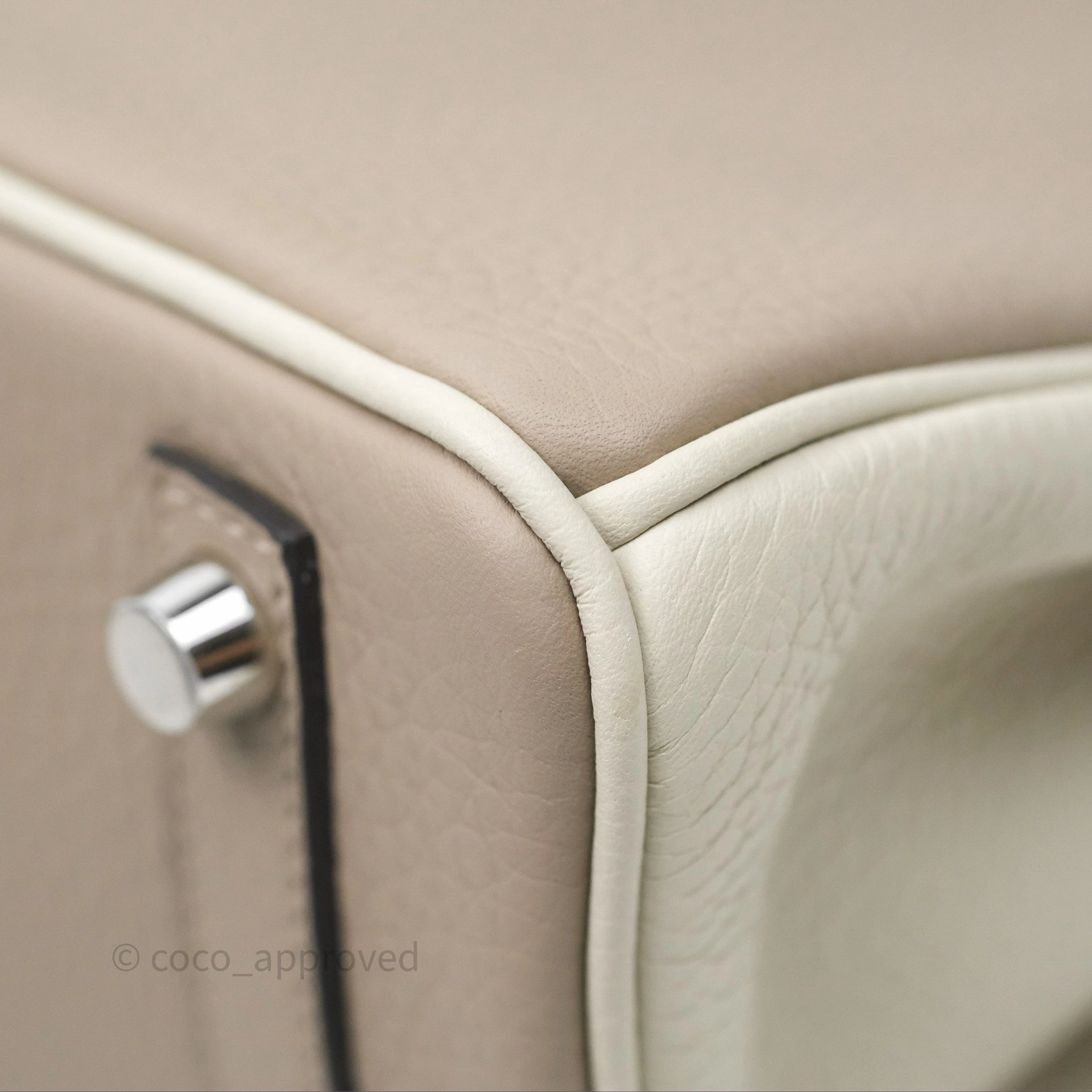 Herms Birkin 25 Special Order Retourne Gris Tourterelle 81 / Beton 8L Clemence Brushed Palladium Hardware