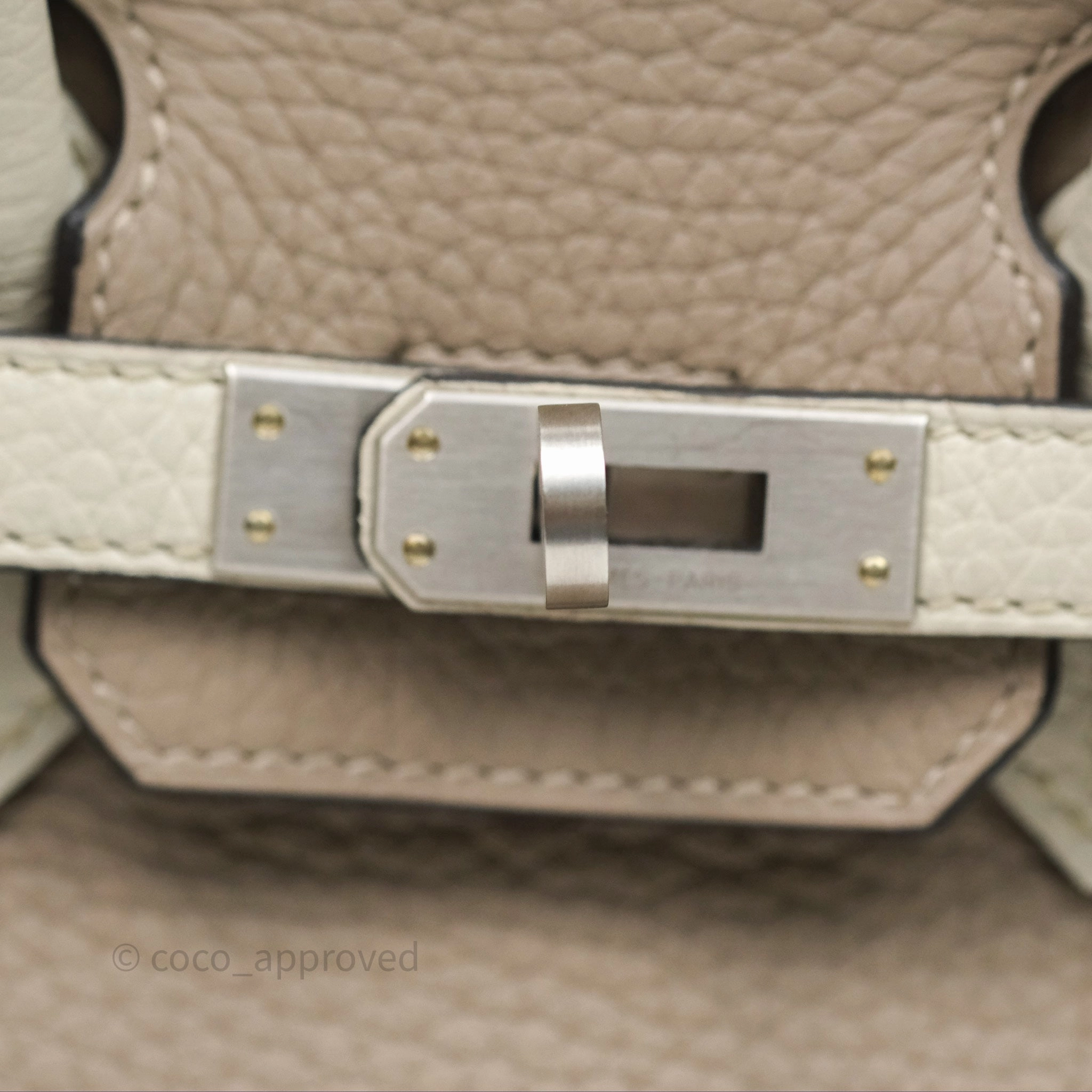 Herms Birkin 25 Special Order Retourne Gris Tourterelle 81 / Beton 8L Clemence Brushed Palladium Hardware