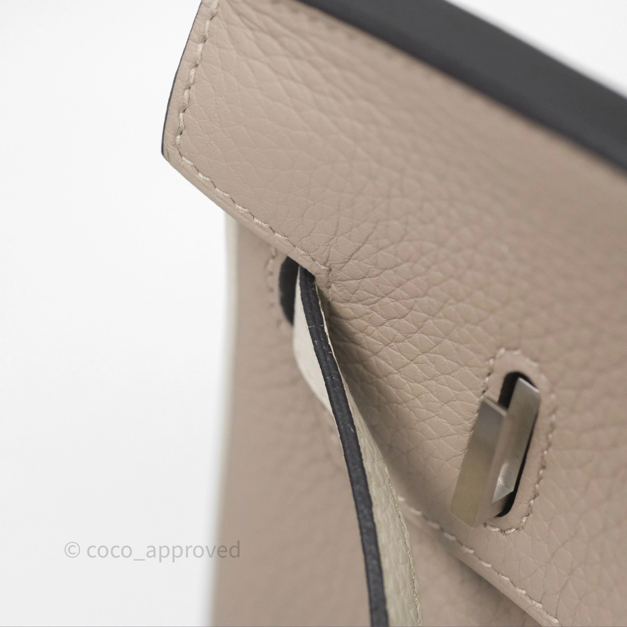 Herms Birkin 25 Special Order Retourne Gris Tourterelle 81 / Beton 8L Clemence Brushed Palladium Hardware