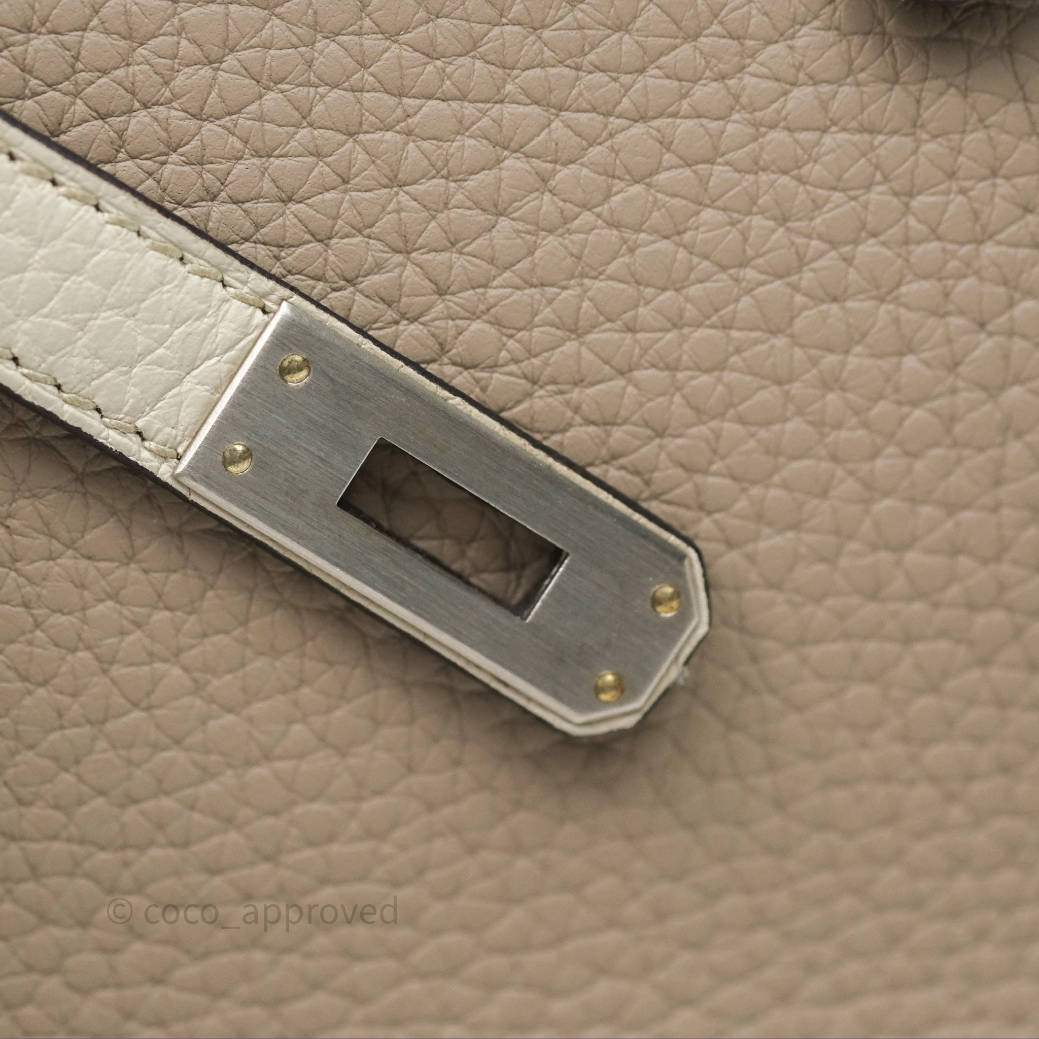 Herms Birkin 25 Special Order Retourne Gris Tourterelle 81 / Beton 8L Clemence Brushed Palladium Hardware