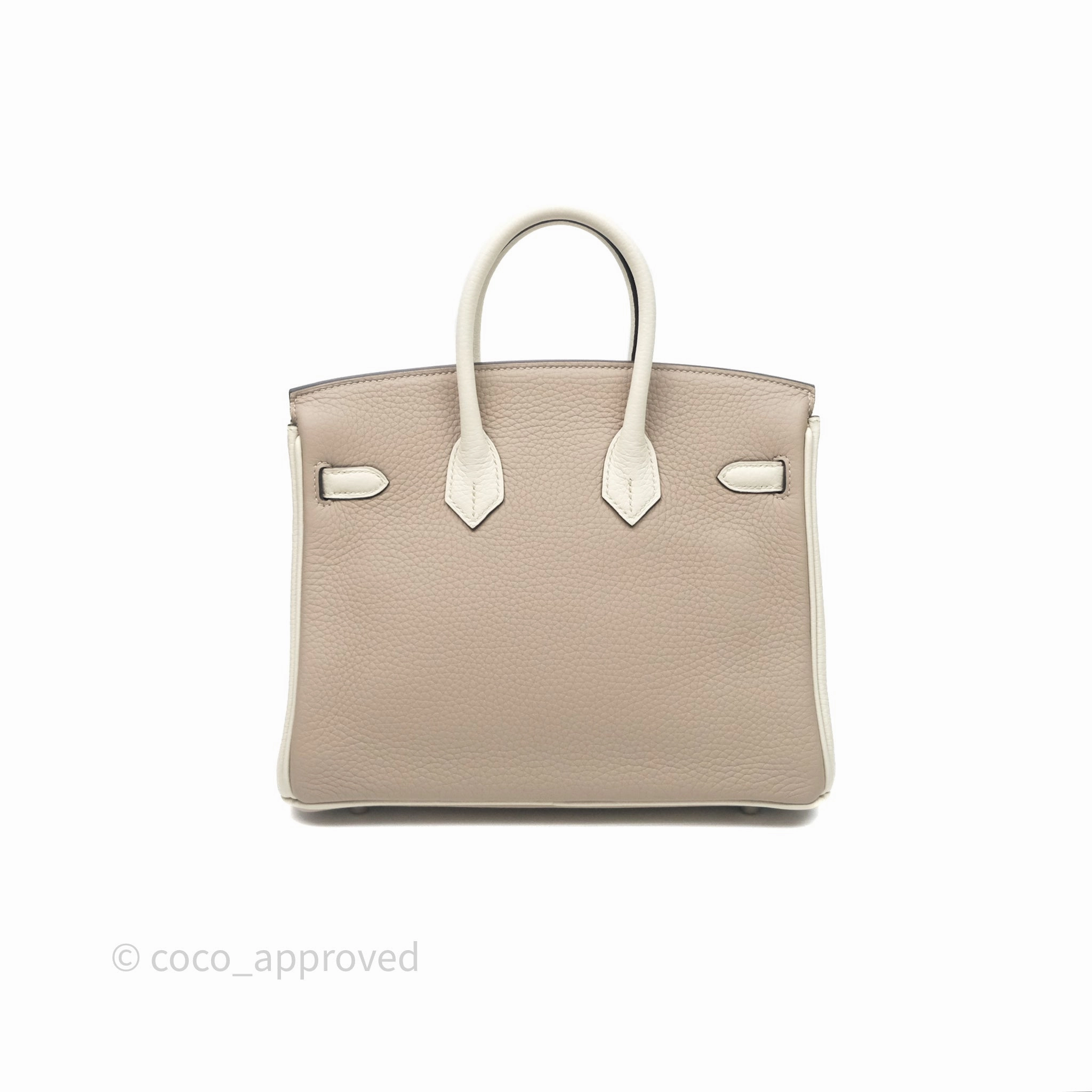 Herms Birkin 25 Special Order Retourne Gris Tourterelle 81 / Beton 8L Clemence Brushed Palladium Hardware