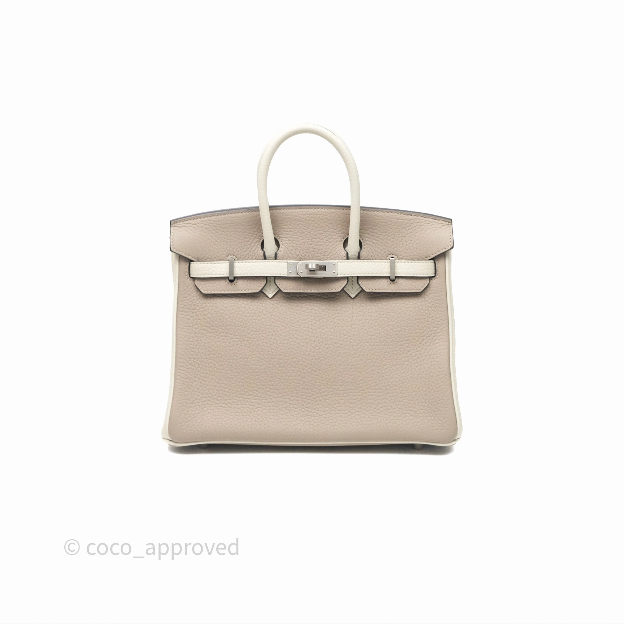 Herms Birkin 25 Special Order Retourne Gris Tourterelle 81 / Beton 8L Clemence Brushed Palladium Hardware