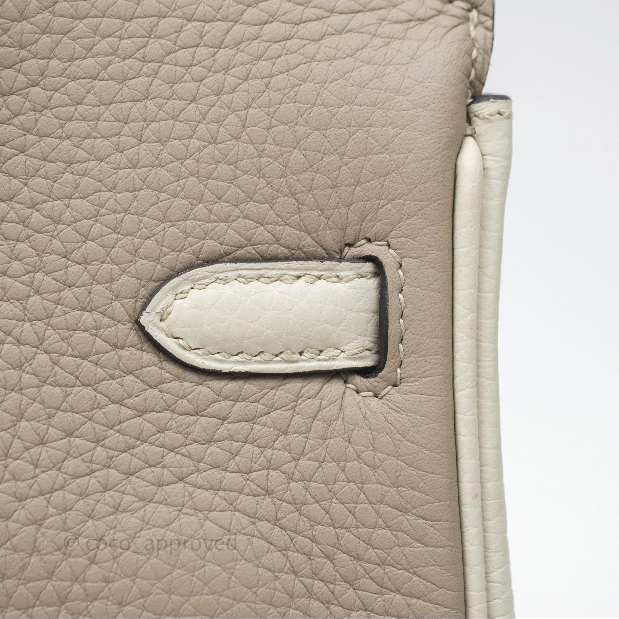 Herms Birkin 25 Special Order Retourne Gris Tourterelle 81 / Beton 8L Clemence Brushed Palladium Hardware