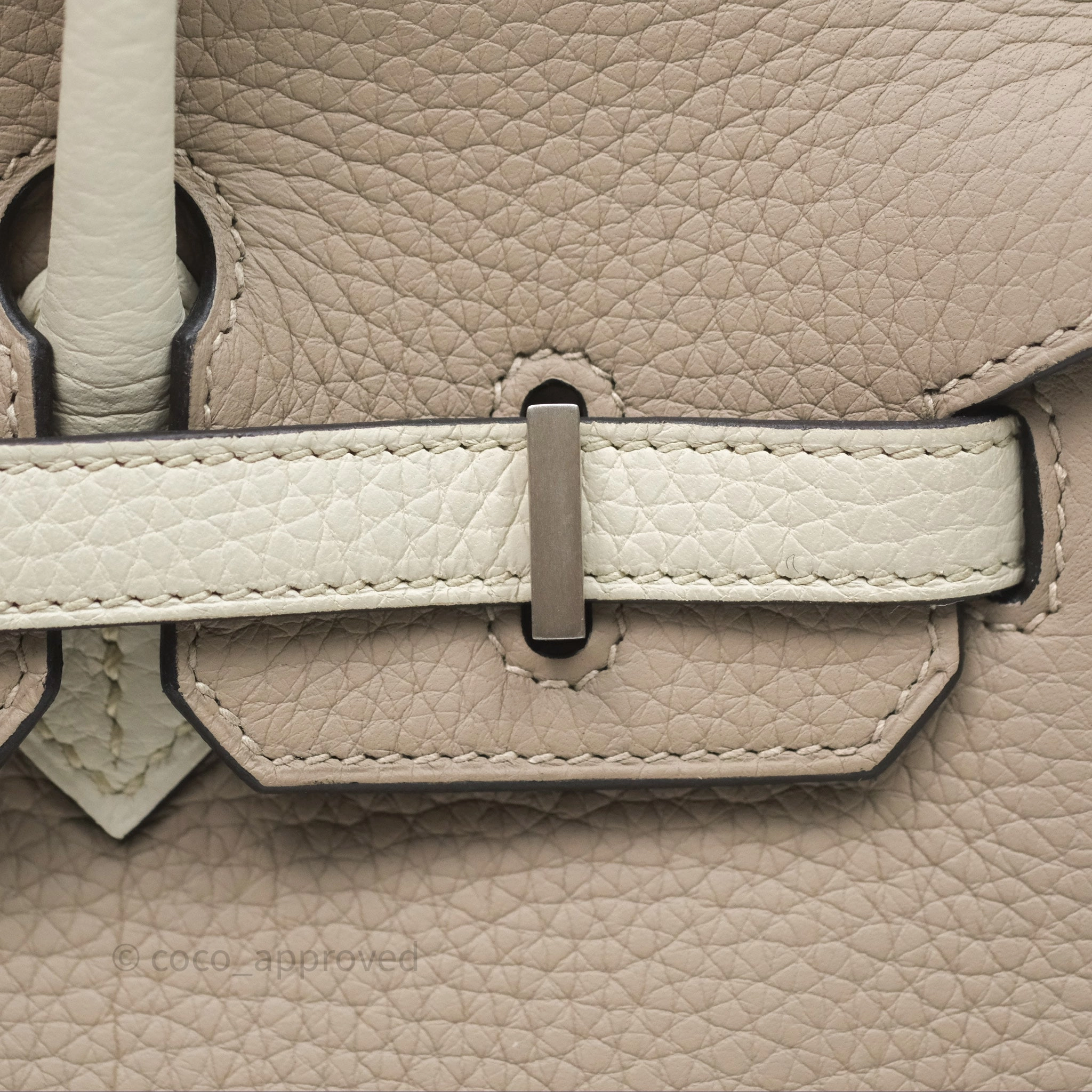 Herms Birkin 25 Special Order Retourne Gris Tourterelle 81 / Beton 8L Clemence Brushed Palladium Hardware