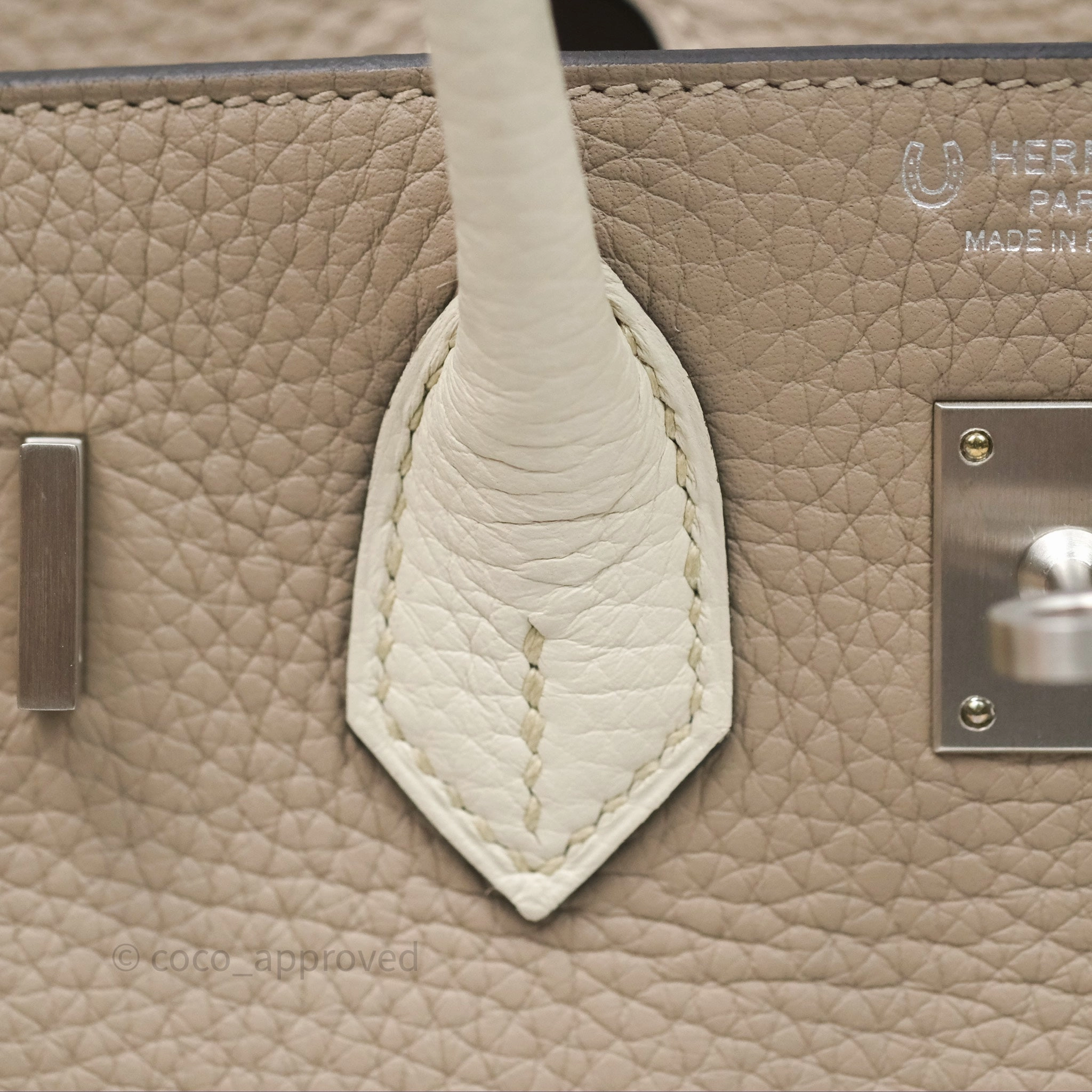Herms Birkin 25 Special Order Retourne Gris Tourterelle 81 / Beton 8L Clemence Brushed Palladium Hardware
