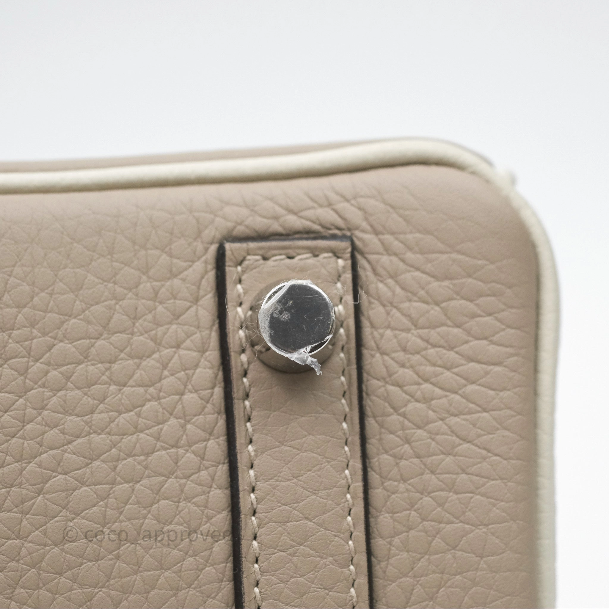 Herms Birkin 25 Special Order Retourne Gris Tourterelle 81 / Beton 8L Clemence Brushed Palladium Hardware
