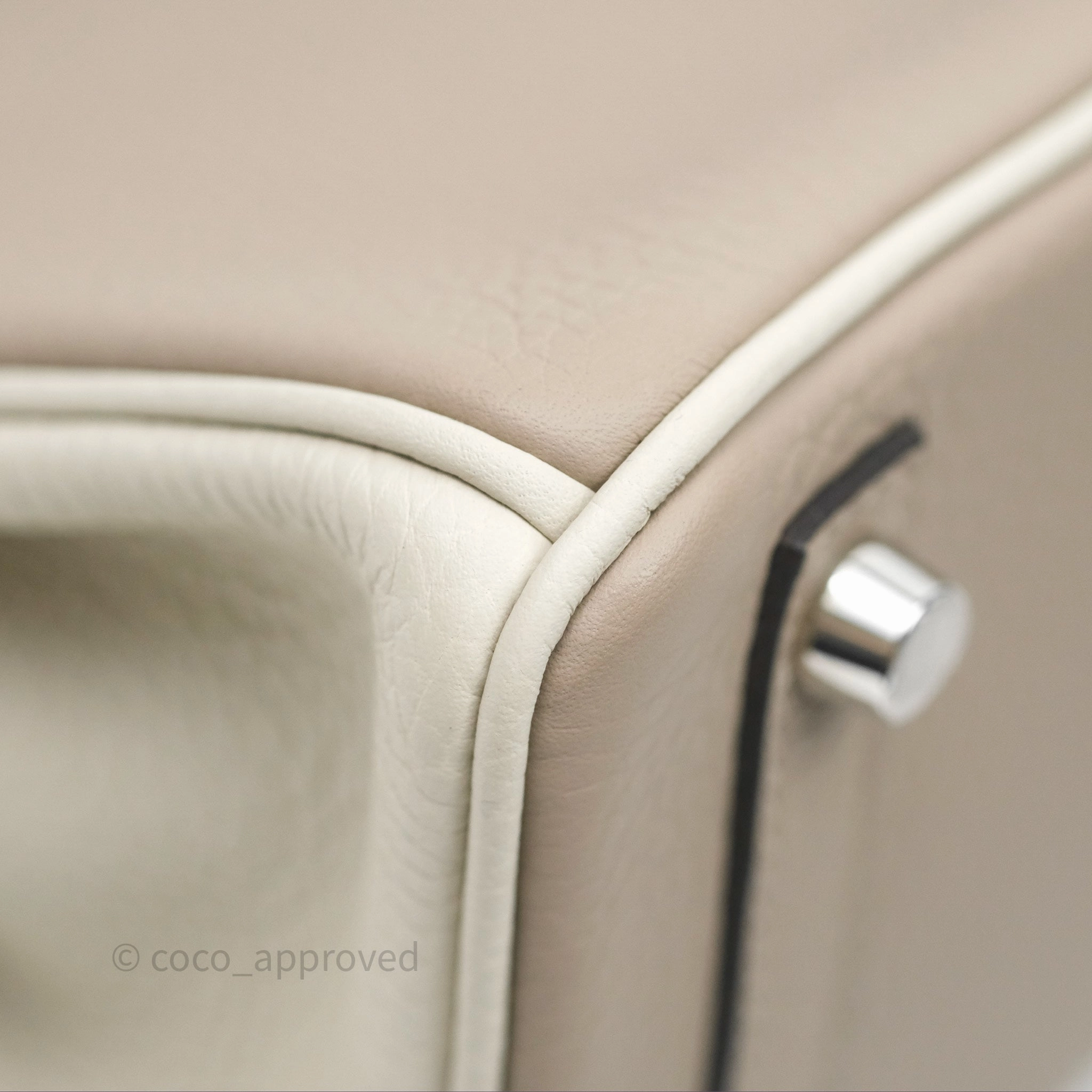 Herms Birkin 25 Special Order Retourne Gris Tourterelle 81 / Beton 8L Clemence Brushed Palladium Hardware