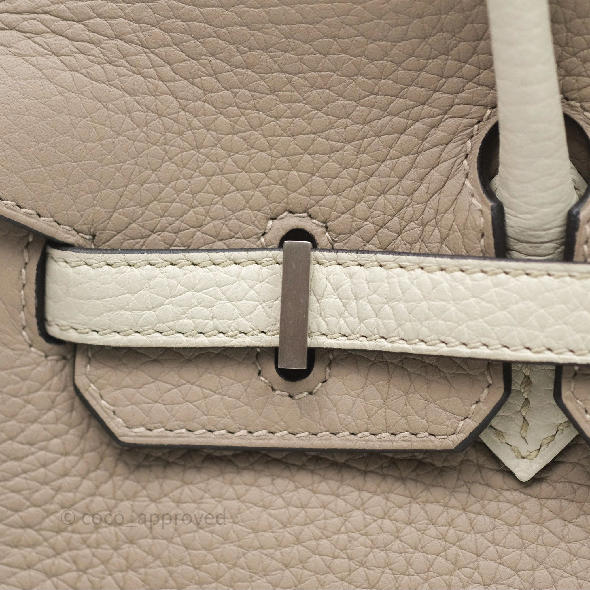 Herms Birkin 25 Special Order Retourne Gris Tourterelle 81 / Beton 8L Clemence Brushed Palladium Hardware