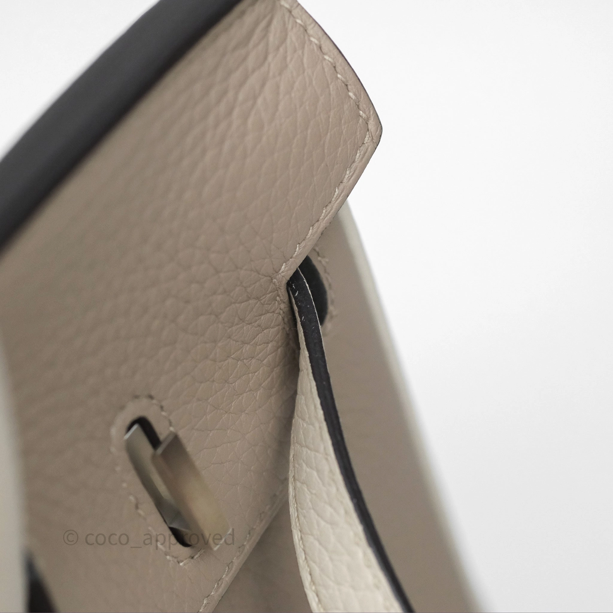Herms Birkin 25 Special Order Retourne Gris Tourterelle 81 / Beton 8L Clemence Brushed Palladium Hardware