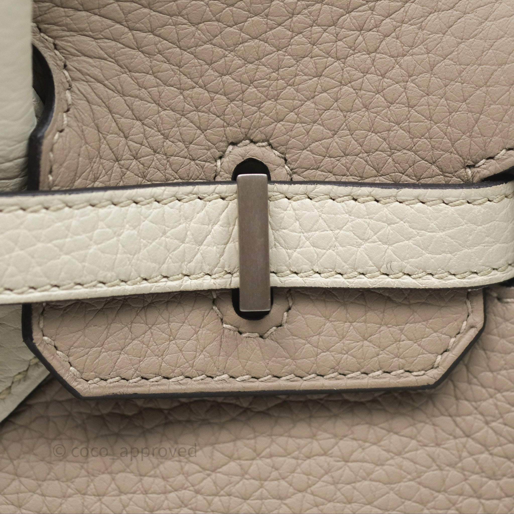Herms Birkin 25 Special Order Retourne Gris Tourterelle 81 / Beton 8L Clemence Brushed Palladium Hardware