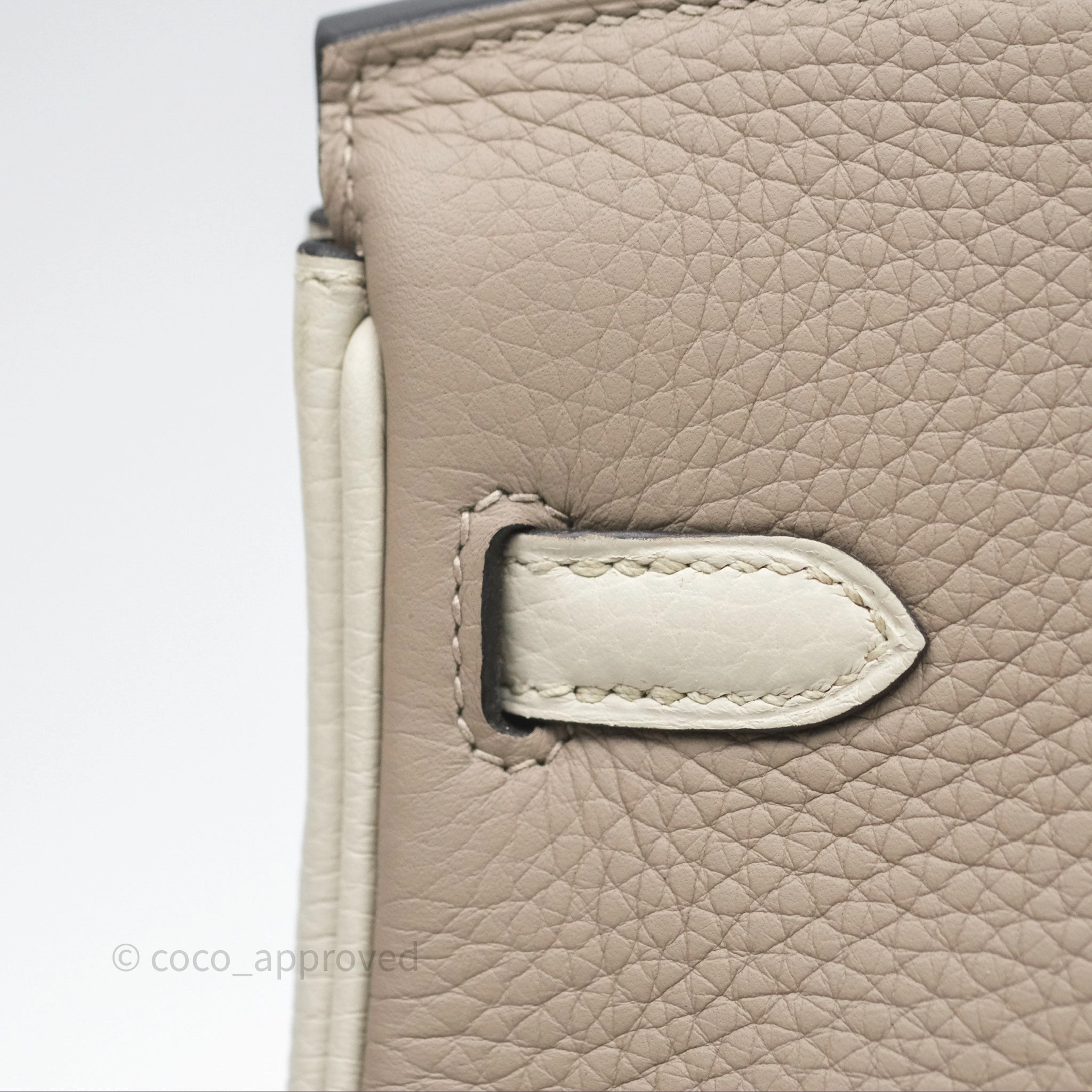 Herms Birkin 25 Special Order Retourne Gris Tourterelle 81 / Beton 8L Clemence Brushed Palladium Hardware