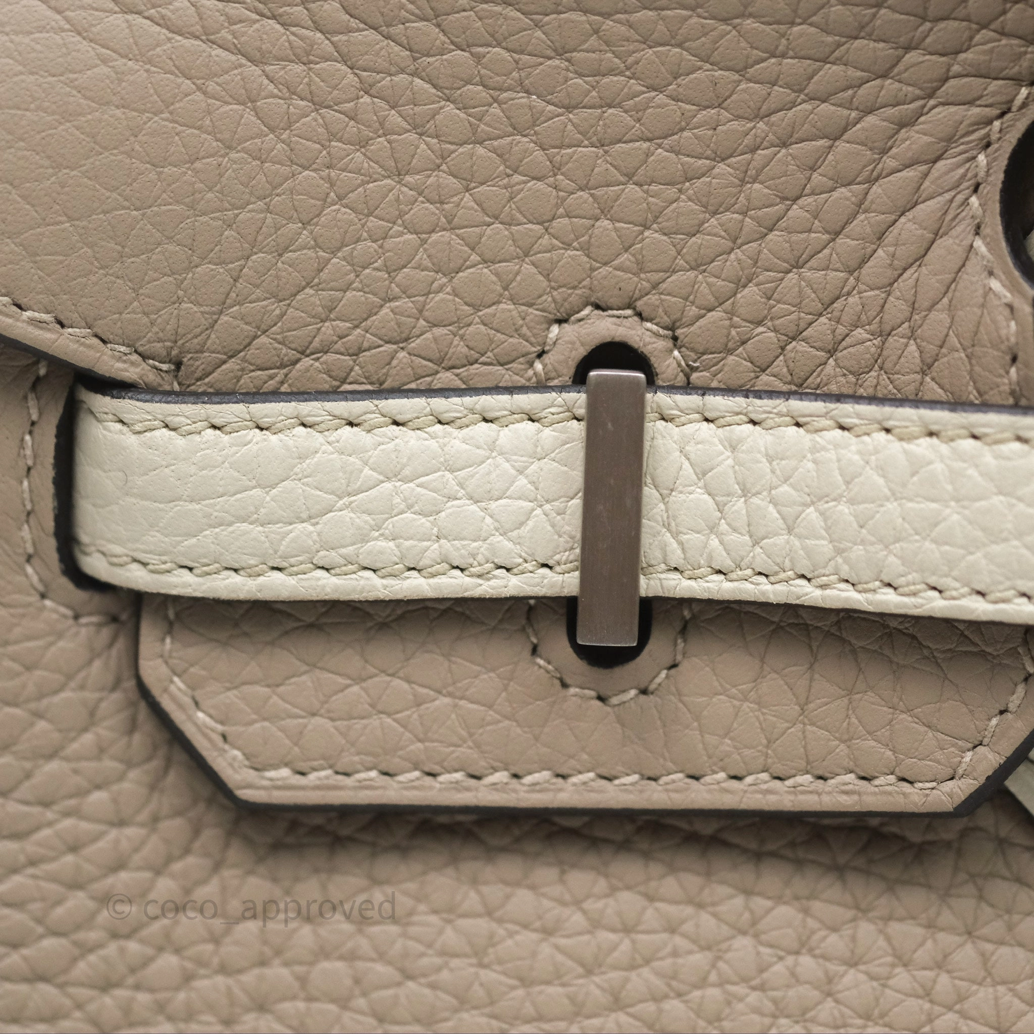 Herms Birkin 25 Special Order Retourne Gris Tourterelle 81 / Beton 8L Clemence Brushed Palladium Hardware