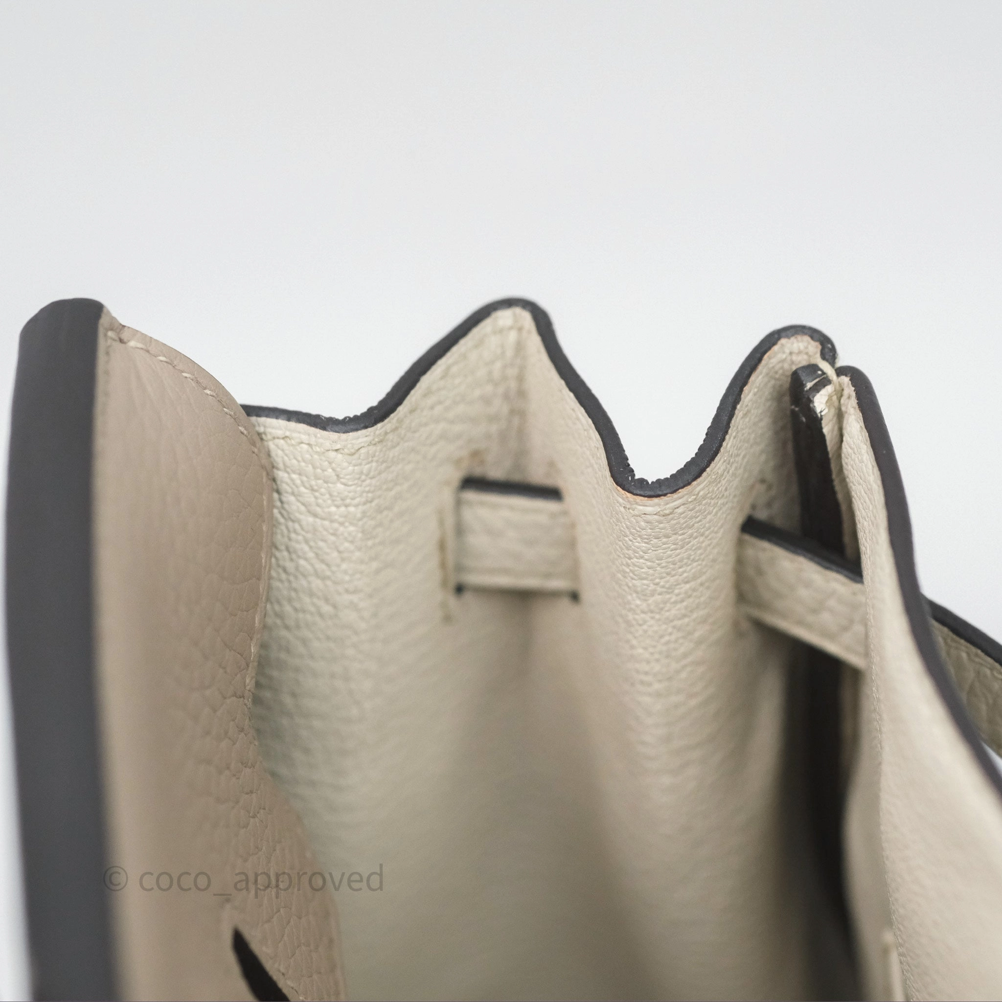 Herms Birkin 25 Special Order Retourne Gris Tourterelle 81 / Beton 8L Clemence Brushed Palladium Hardware