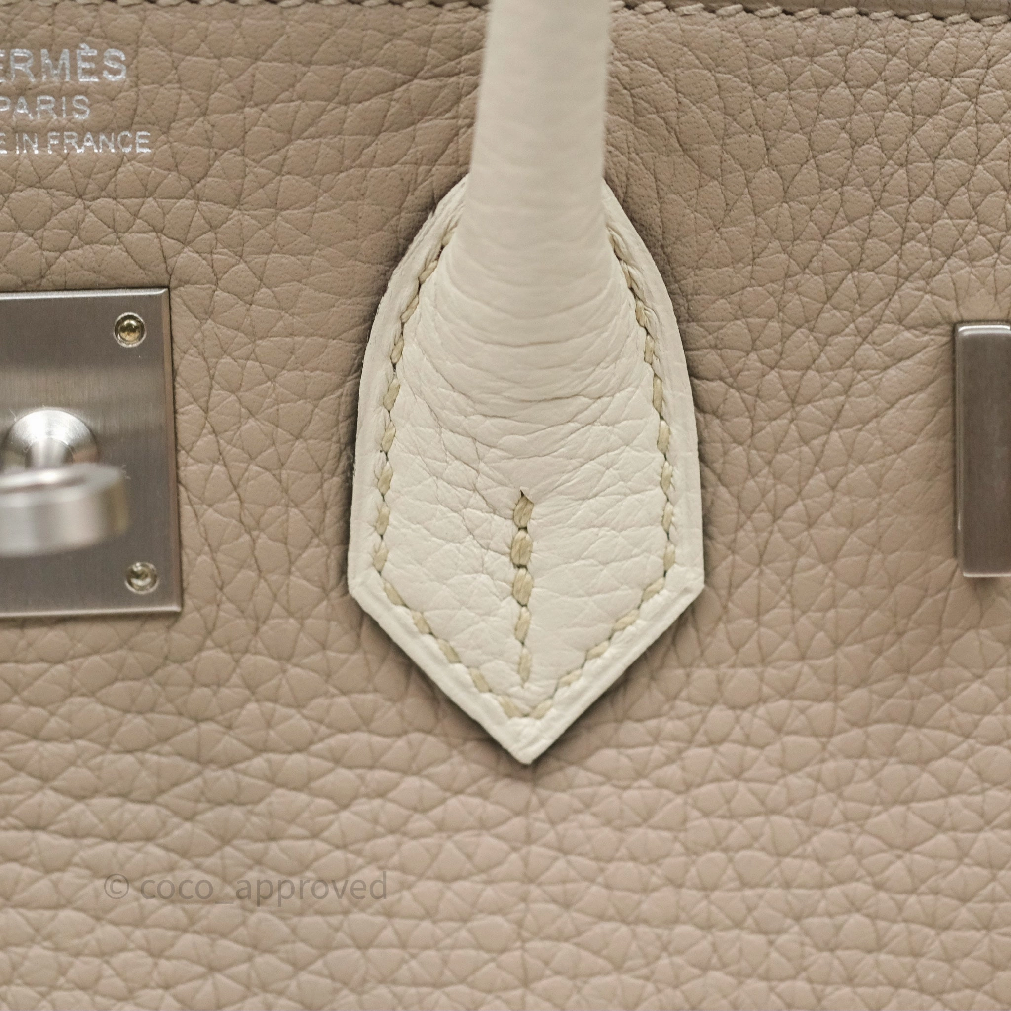 Herms Birkin 25 Special Order Retourne Gris Tourterelle 81 / Beton 8L Clemence Brushed Palladium Hardware