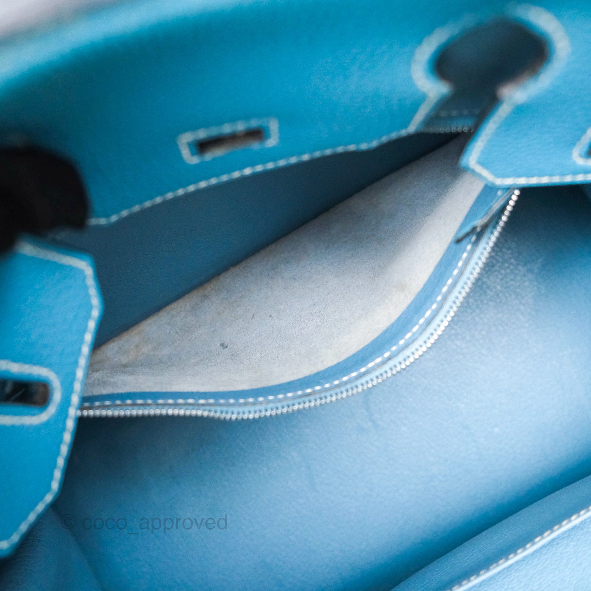 Herms Birkin 30 Blue Jean Togo Palladium Hardware
