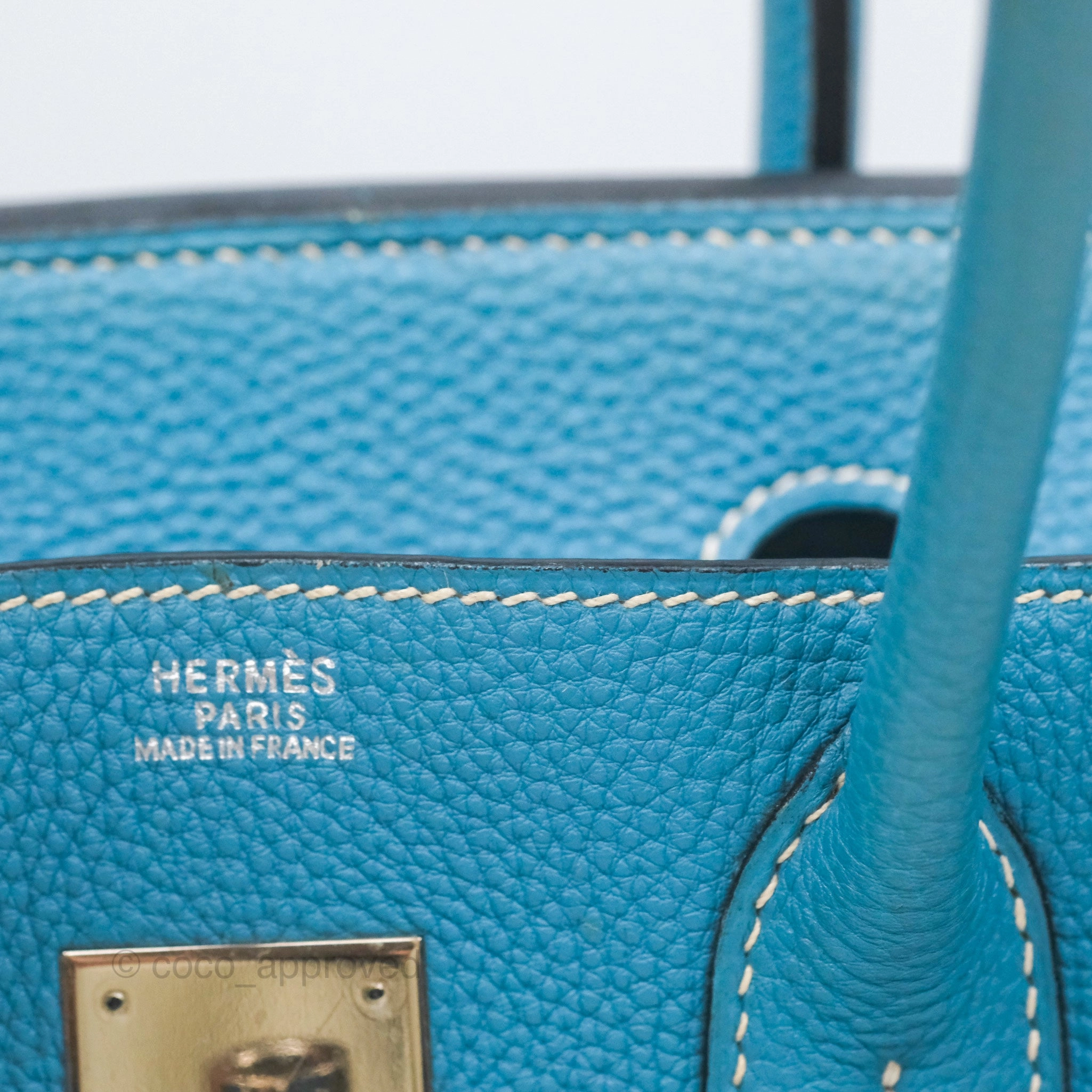 Herms Birkin 30 Blue Jean Togo Palladium Hardware