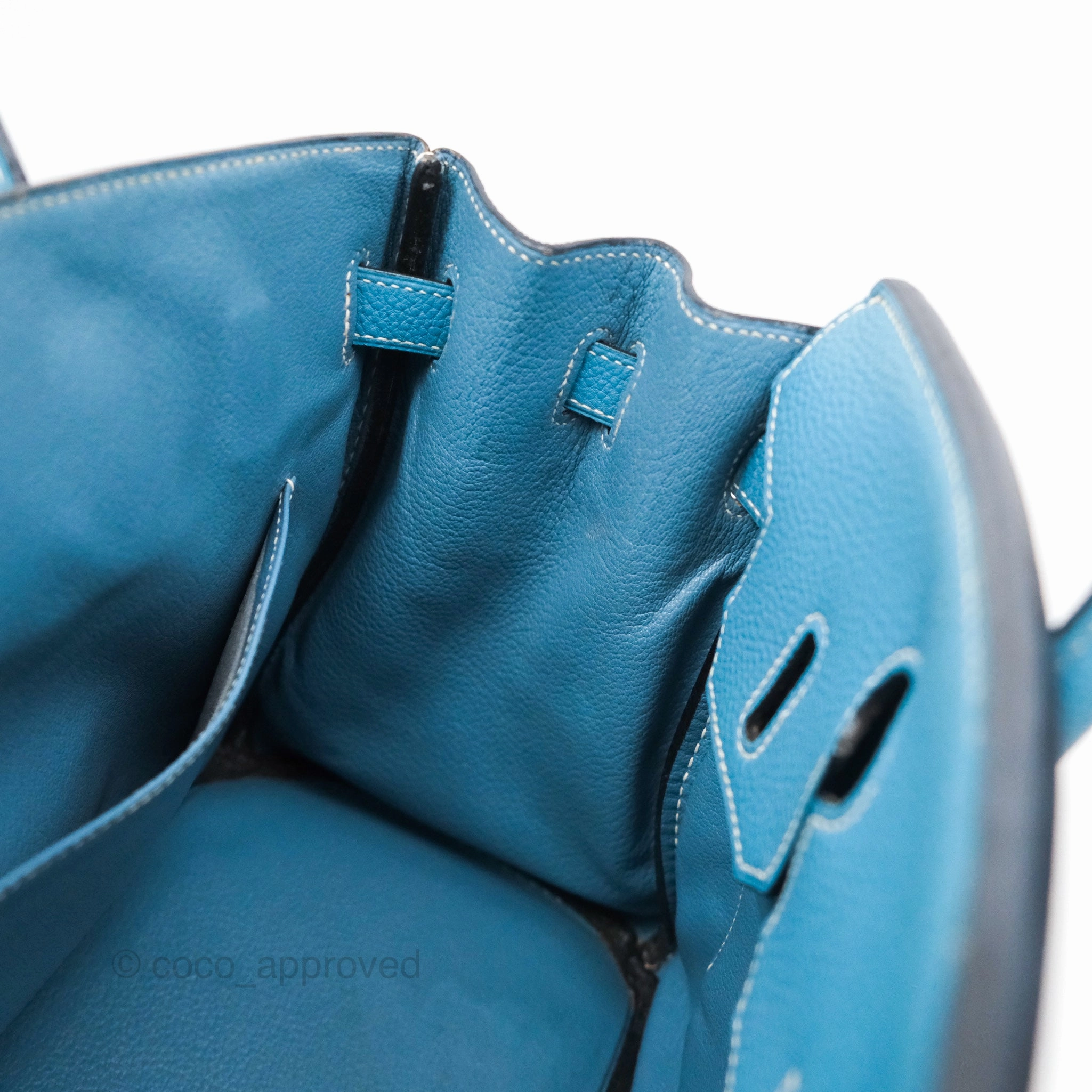 Herms Birkin 30 Blue Jean Togo Palladium Hardware