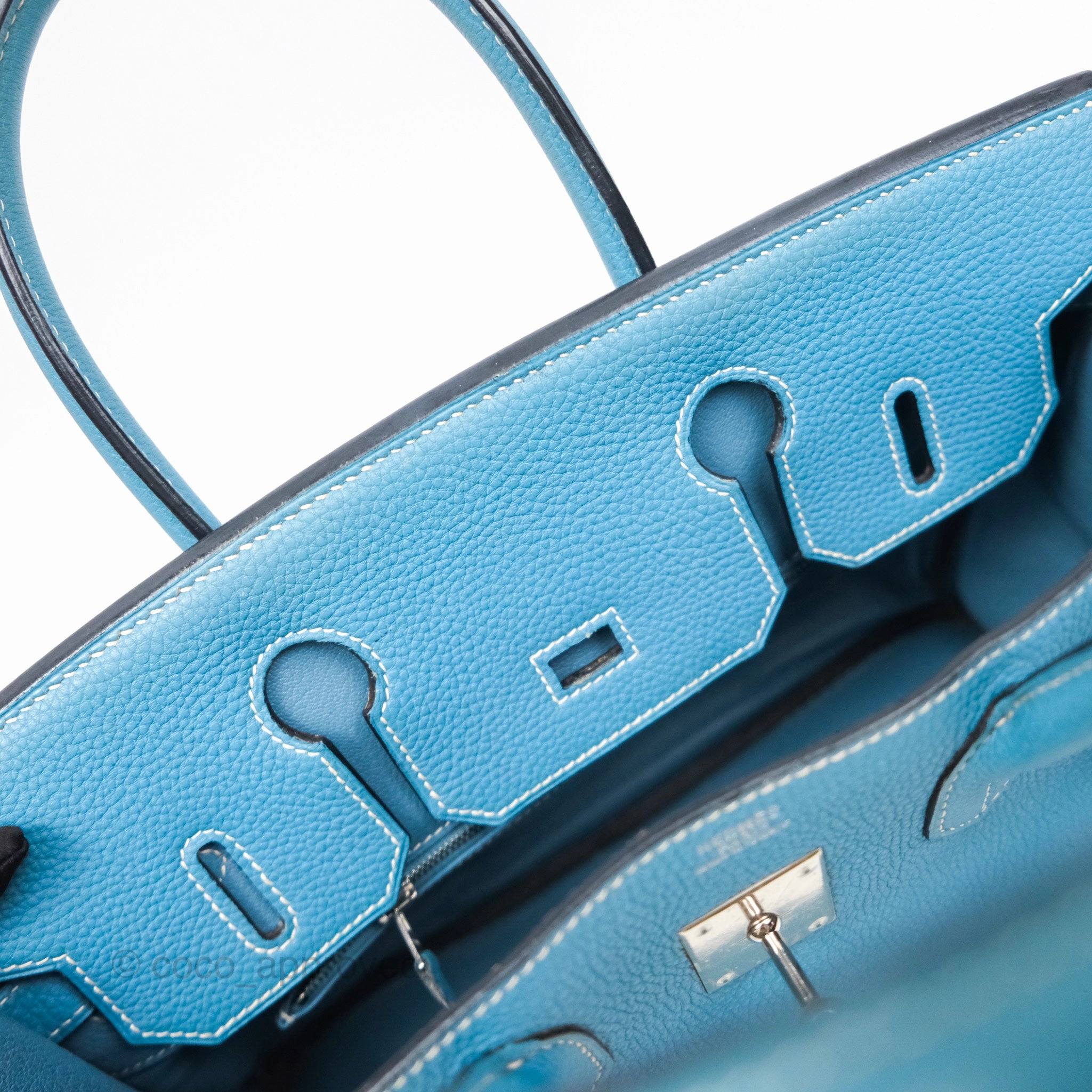 Herms Birkin 30 Blue Jean Togo Palladium Hardware