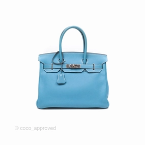 Herms Birkin 30 Blue Jean Togo Palladium Hardware